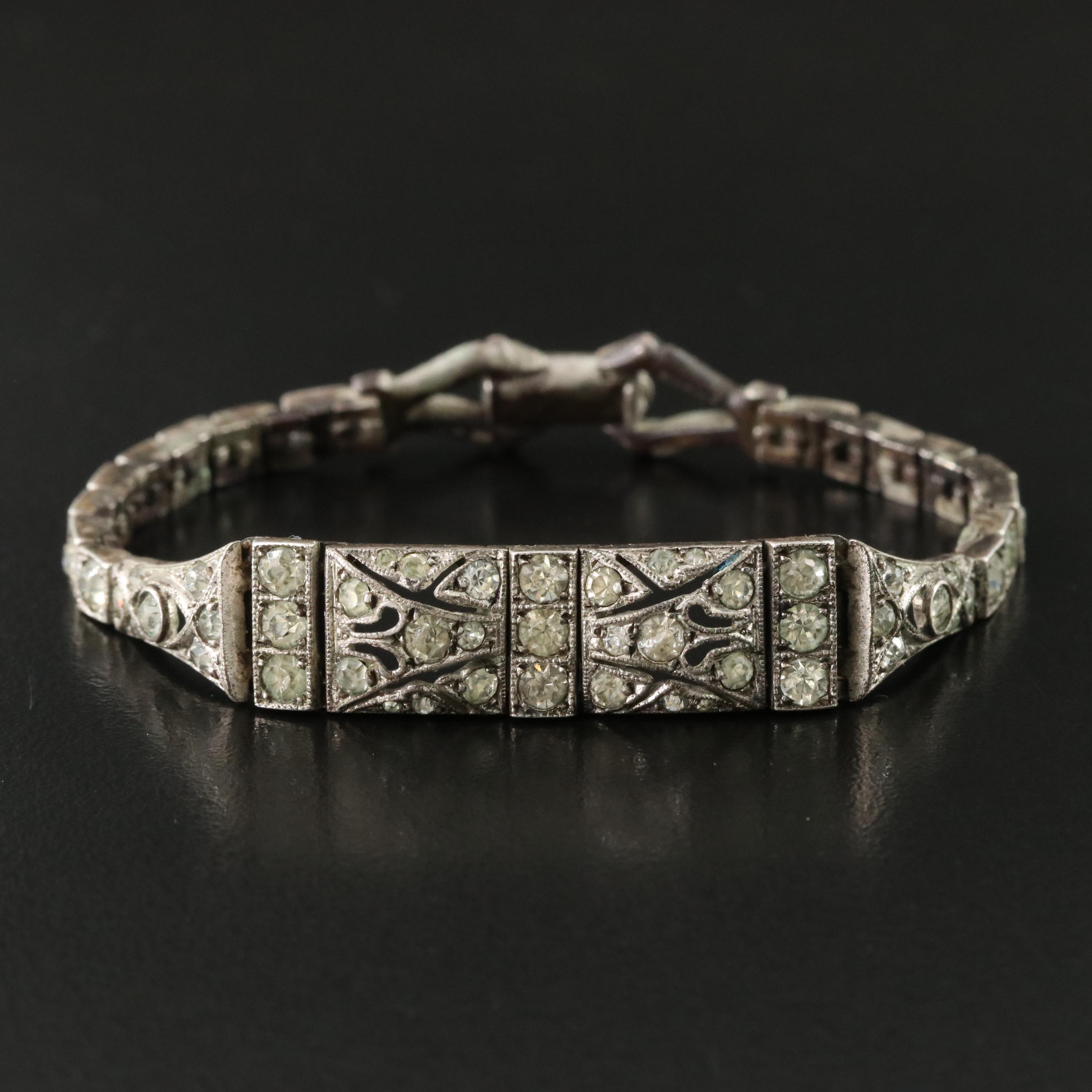 Art Deco Sterling Glass Paste Bracelet