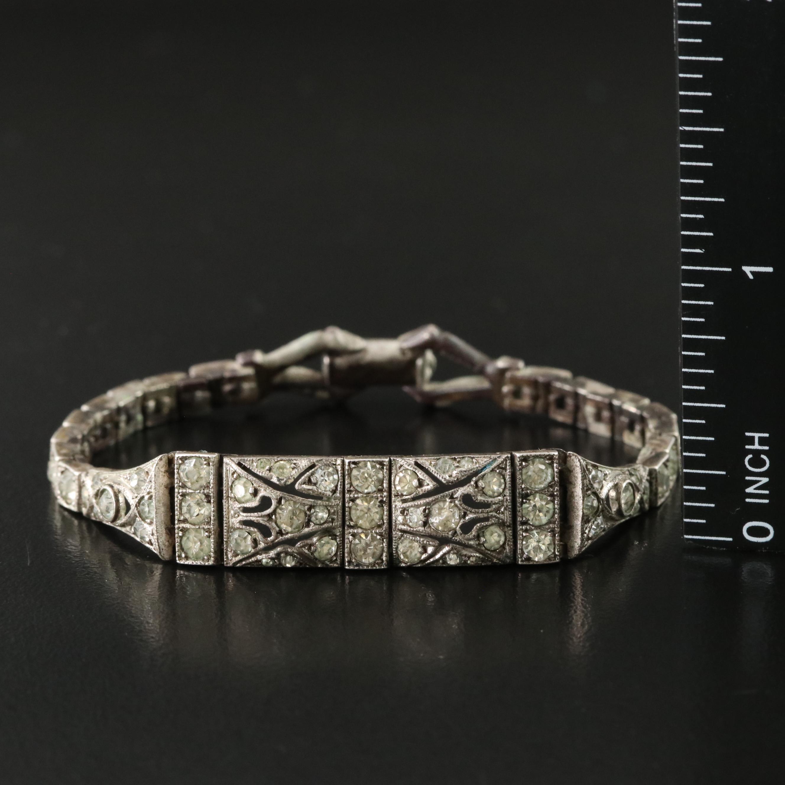 Art Deco Sterling Glass Paste Bracelet