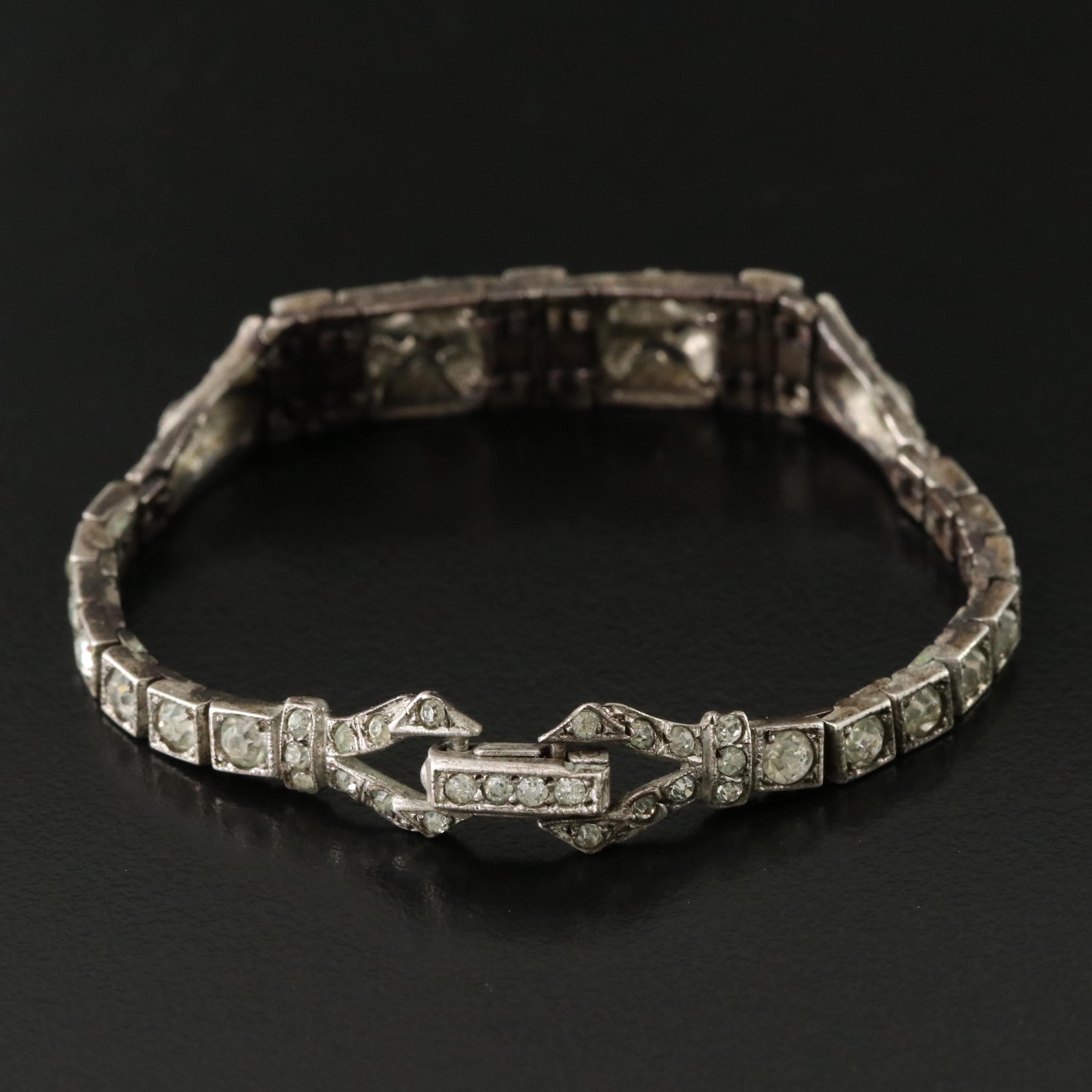 Art Deco Sterling Glass Paste Bracelet
