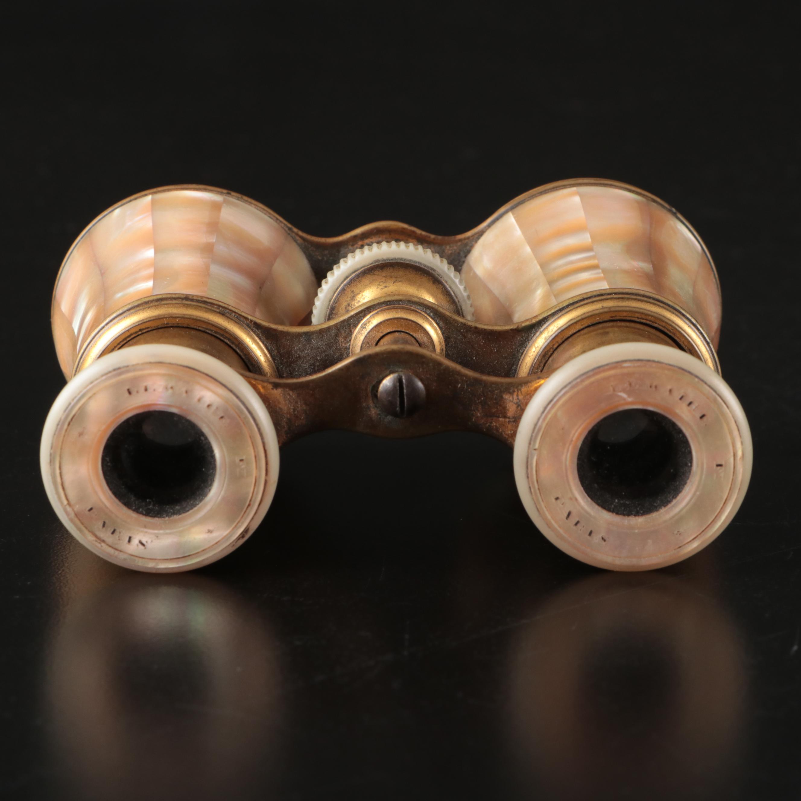 Lemaire Paris Mother-of-Pearl and Brass Opera Glasses, Early 20th Century