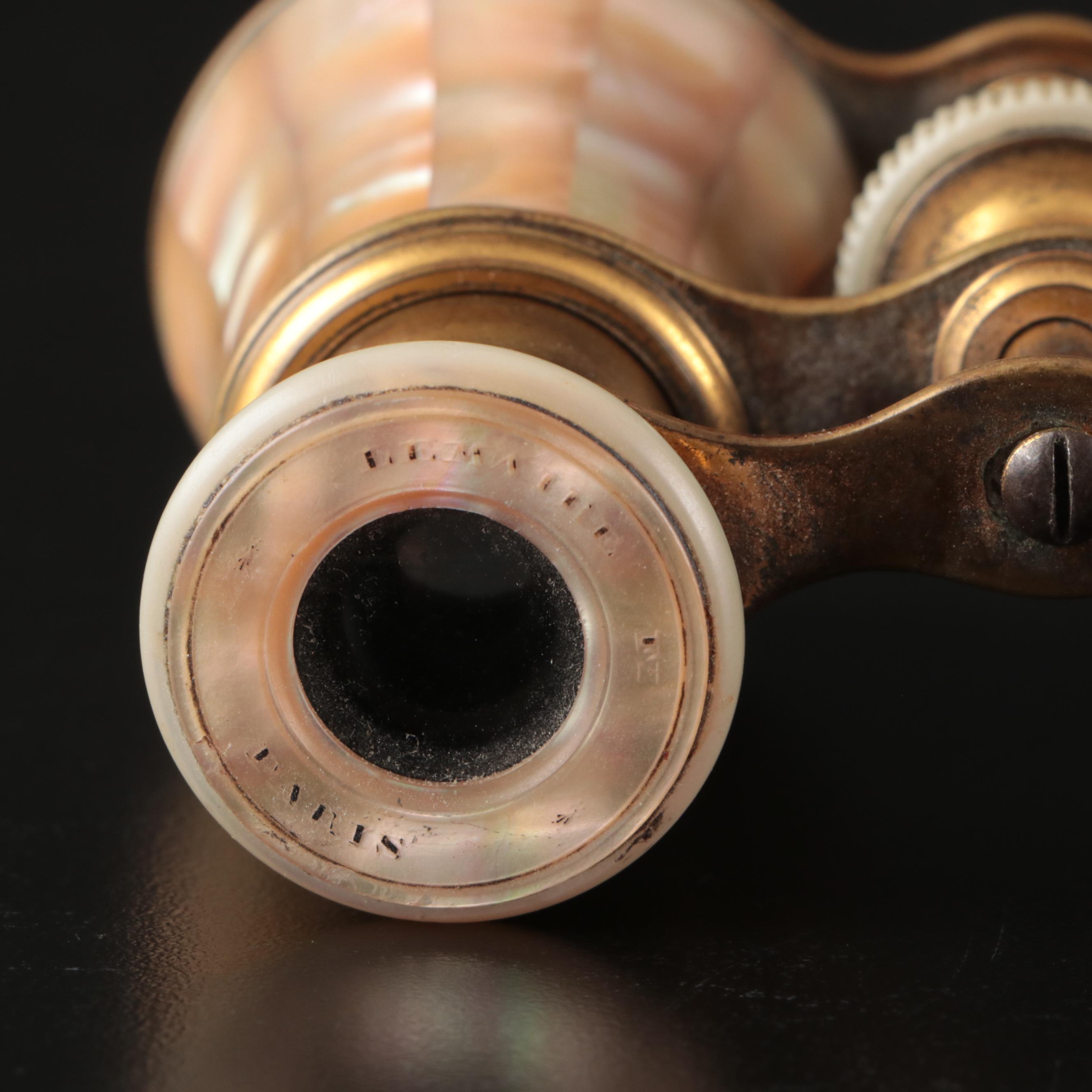Lemaire Paris Mother-of-Pearl and Brass Opera Glasses, Early 20th Century