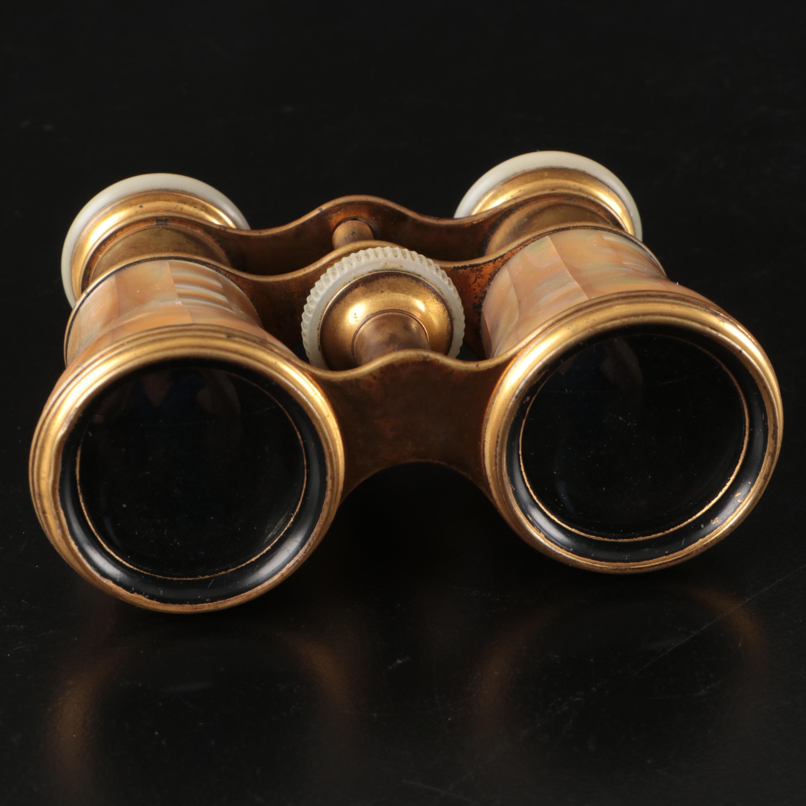 Lemaire Paris Mother-of-Pearl and Brass Opera Glasses, Early 20th Century