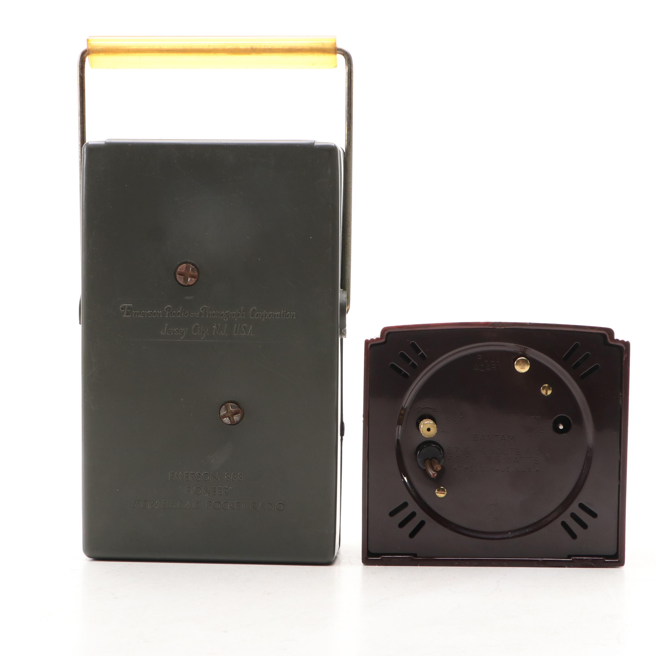 Philco Police Radio with Emerson Pocket Radio and Westclox Alarm Clock