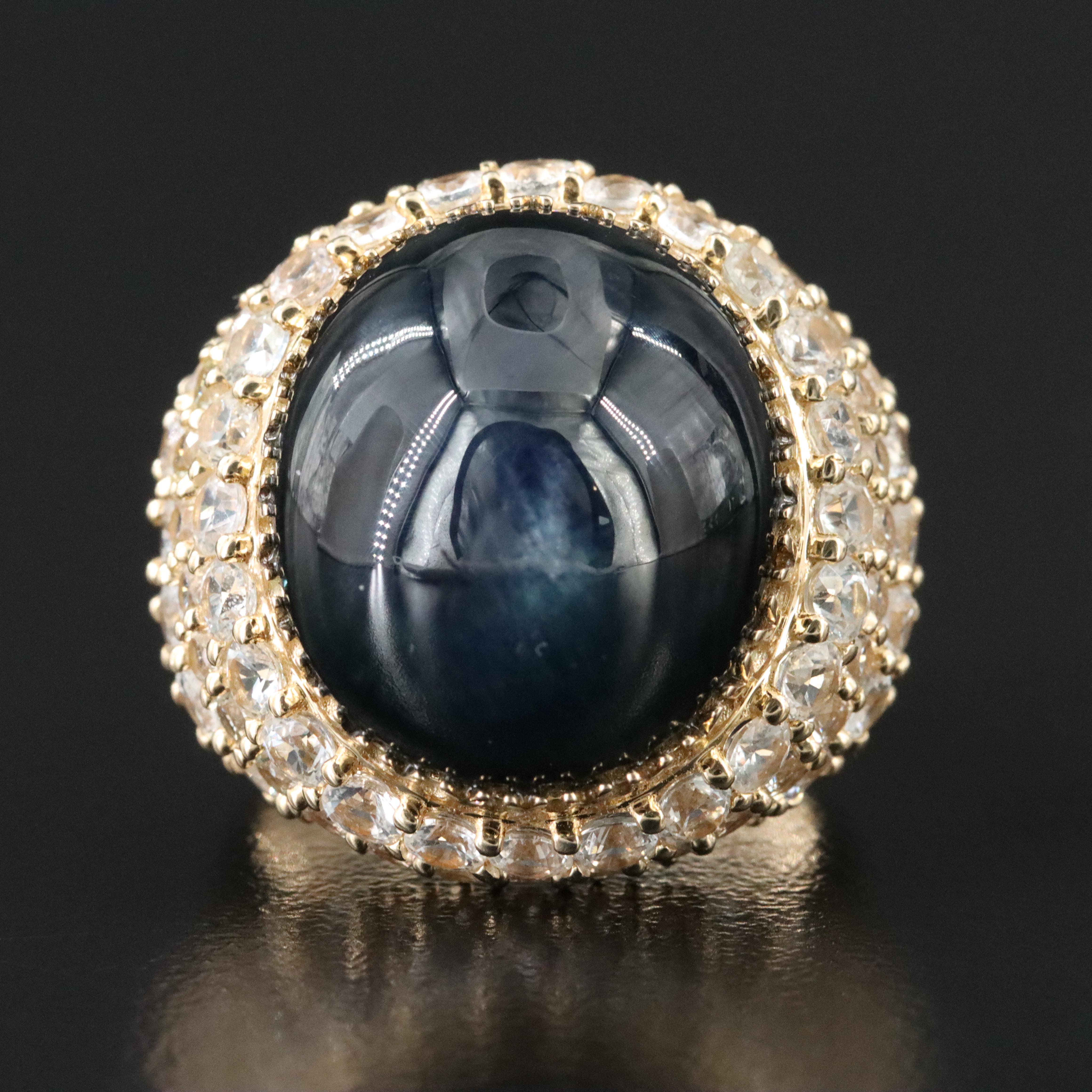 14K 19.76 CT Sapphire and White Sapphire Ring with IGI Jewelry Report