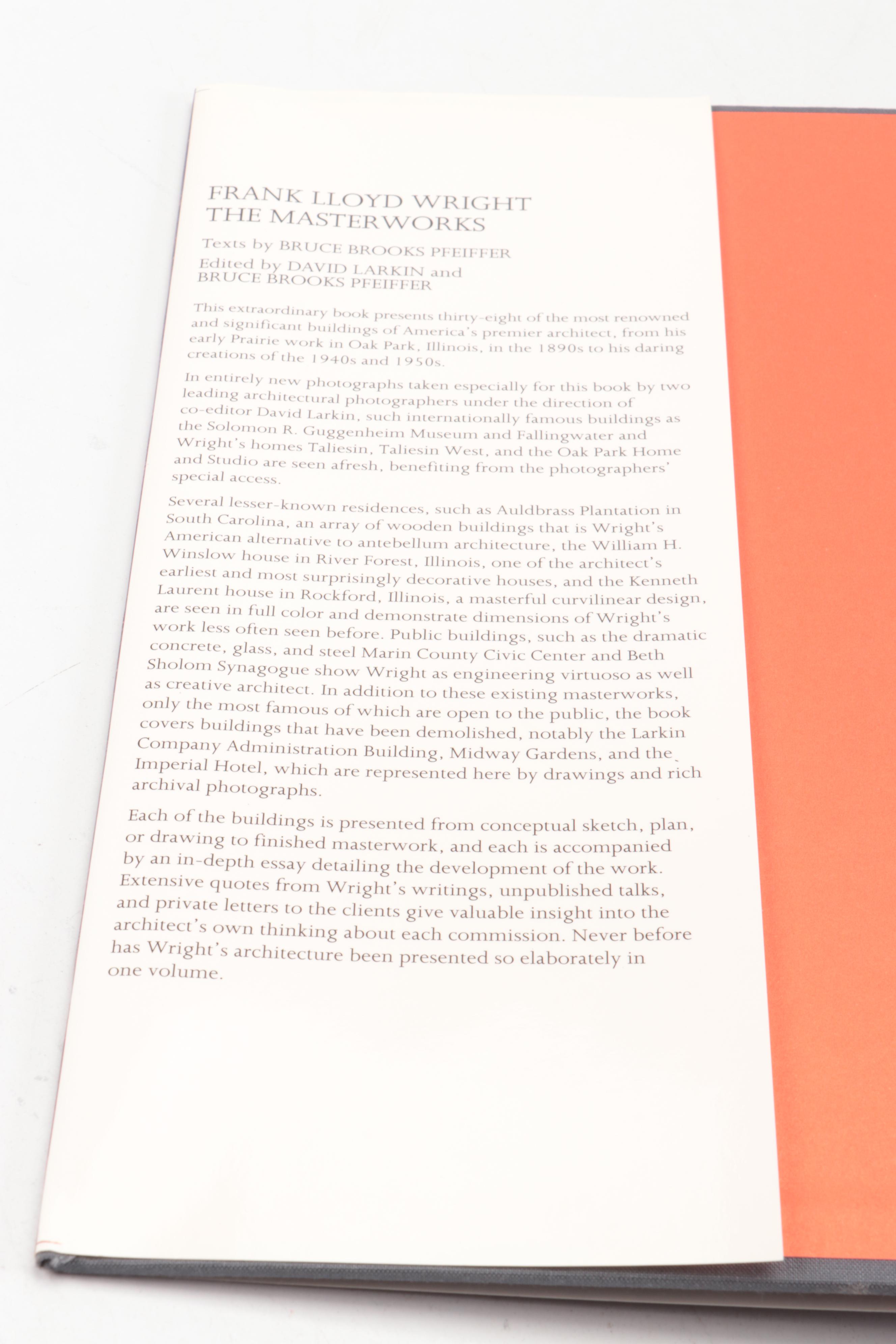 First Edition "Frank Lloyd Wright: The Masterworks" Edited by David Larkin, 1993