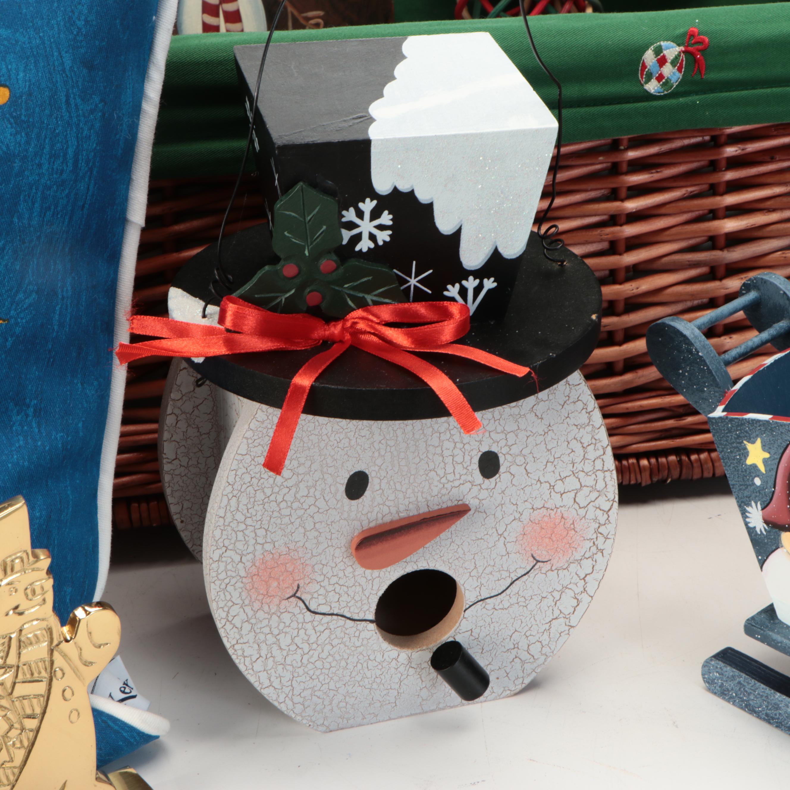 Primitive Style Christmas Sled, Table, Miniature Tree, Pillows and More