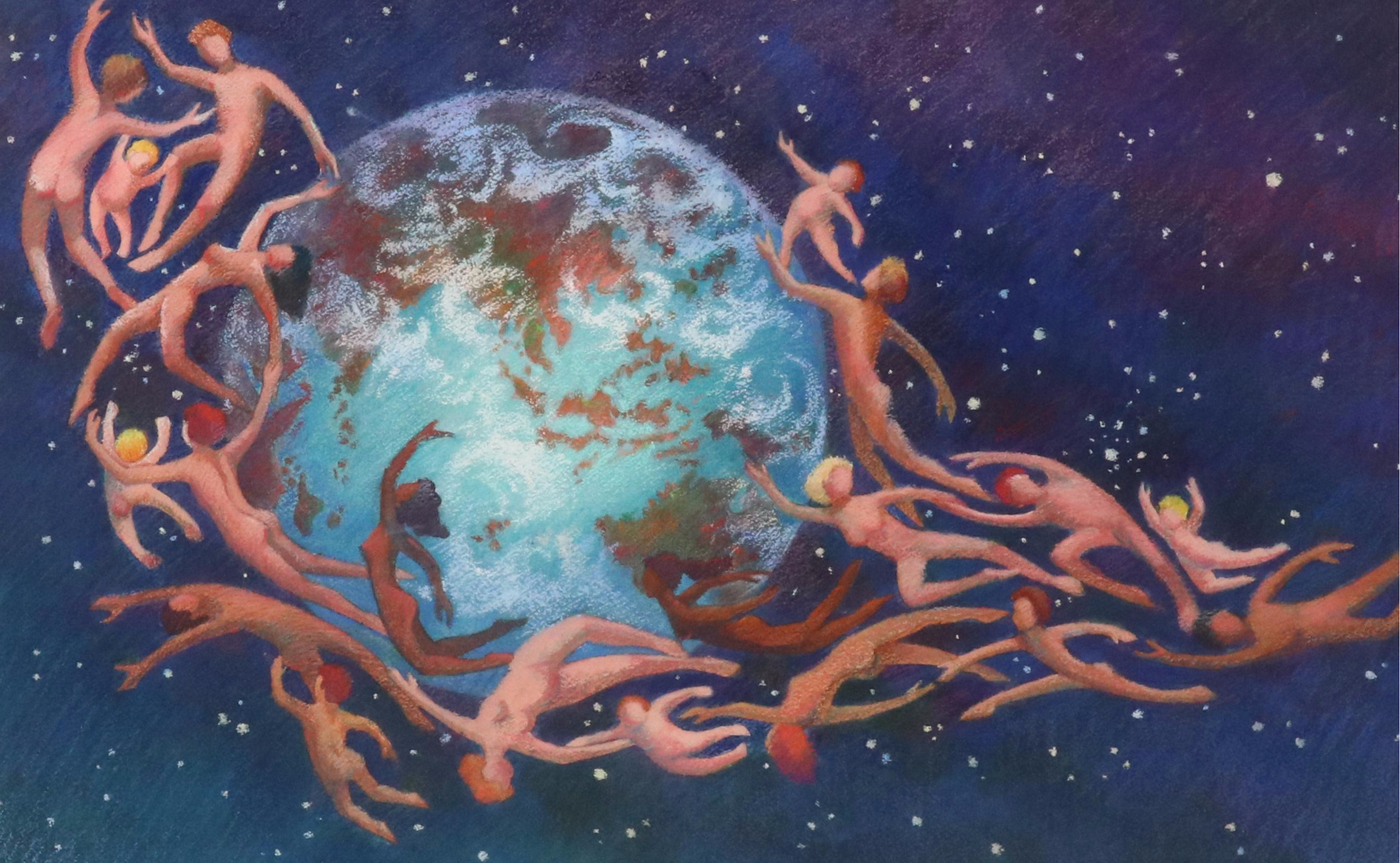 Roberta Smith Surrealist Pastel Drawing "First Glimpse," 1992