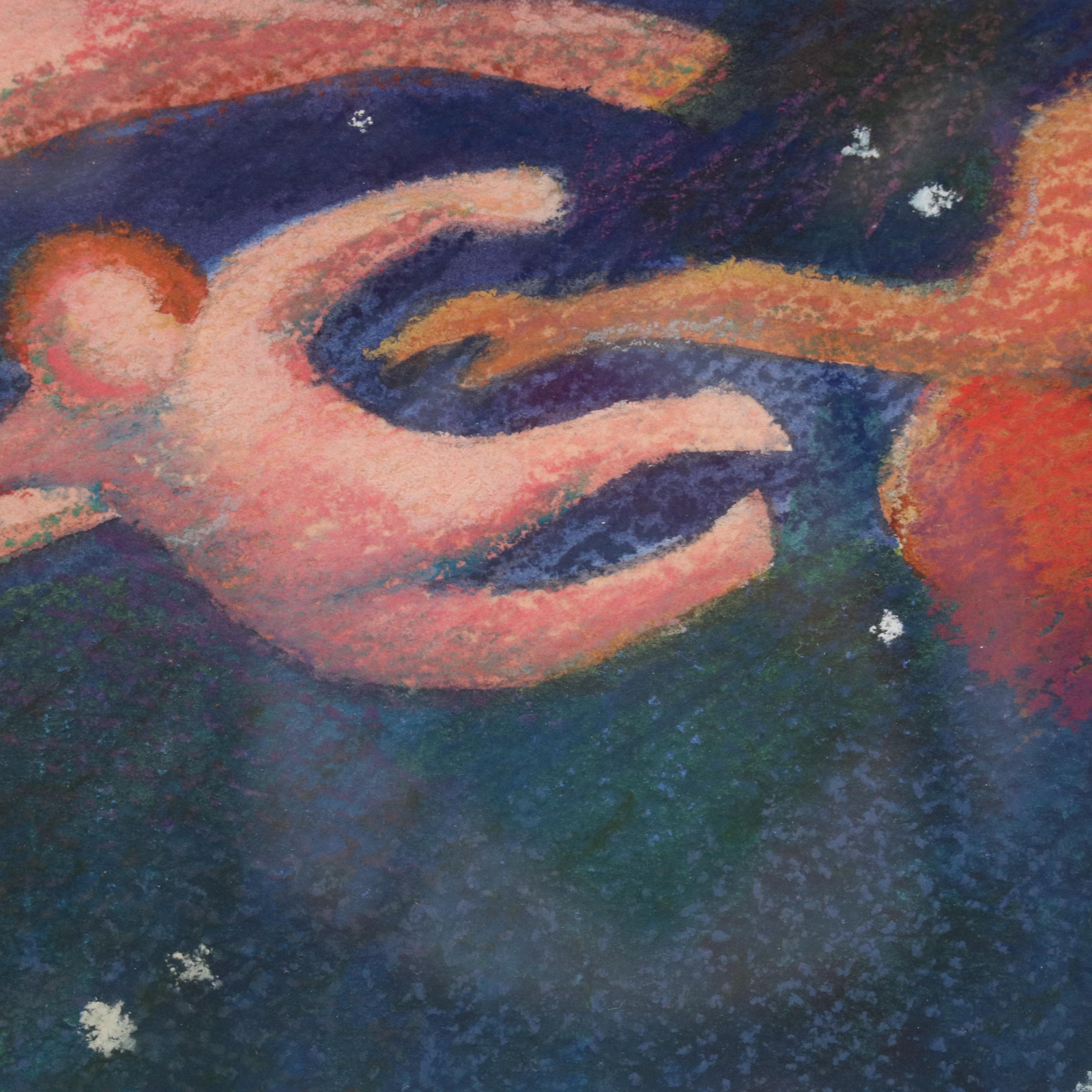 Roberta Smith Surrealist Pastel Drawing "First Glimpse," 1992