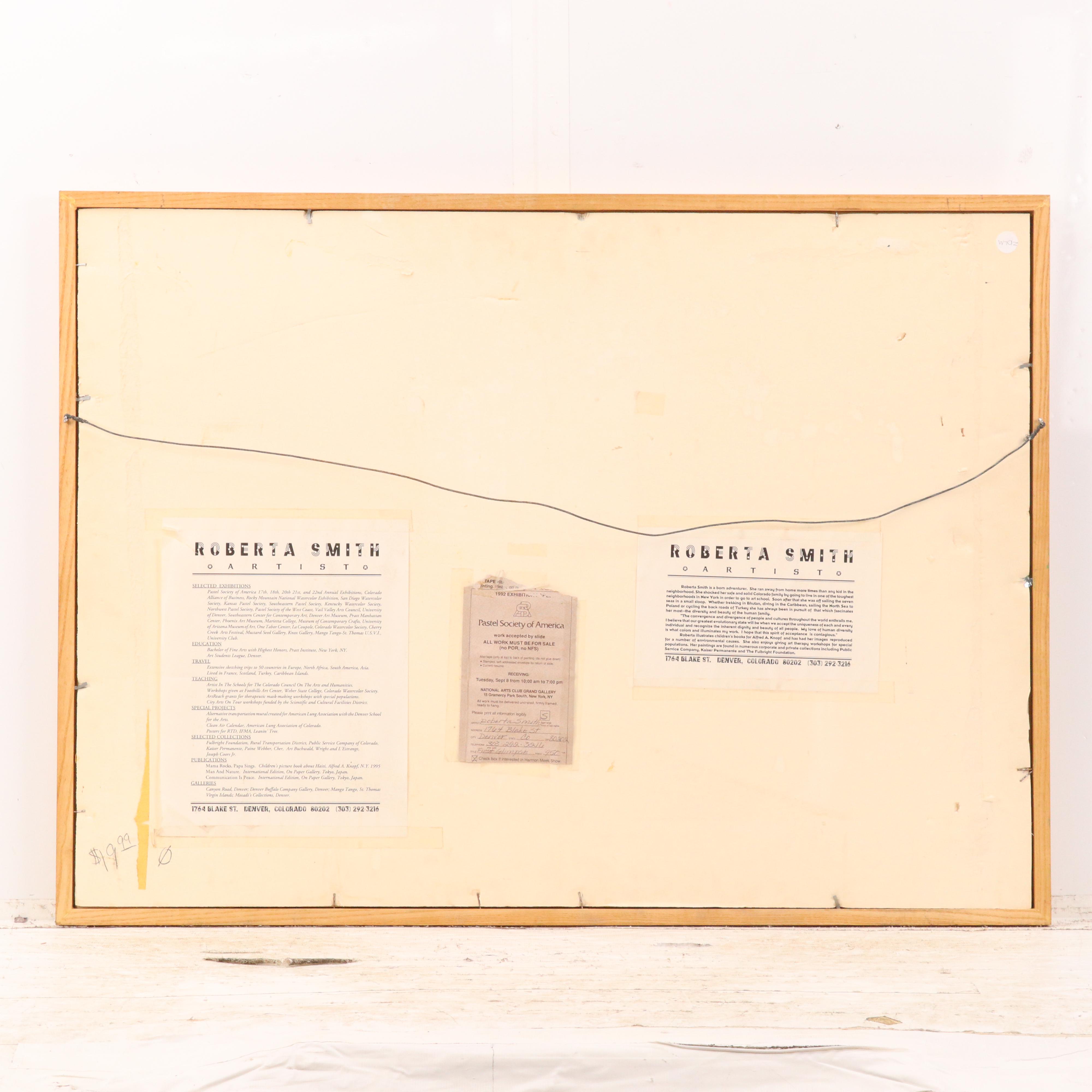 Roberta Smith Surrealist Pastel Drawing "First Glimpse," 1992