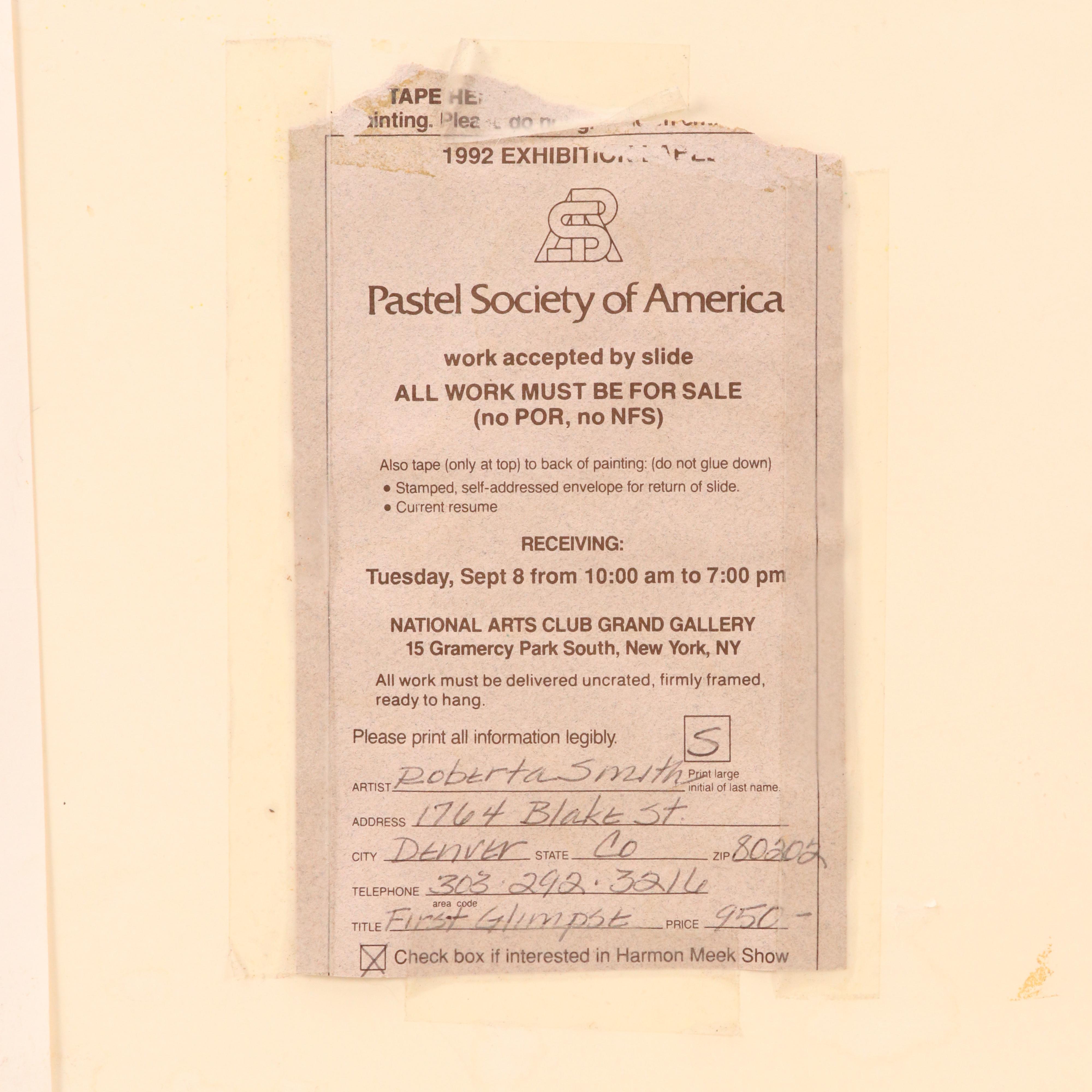 Roberta Smith Surrealist Pastel Drawing "First Glimpse," 1992