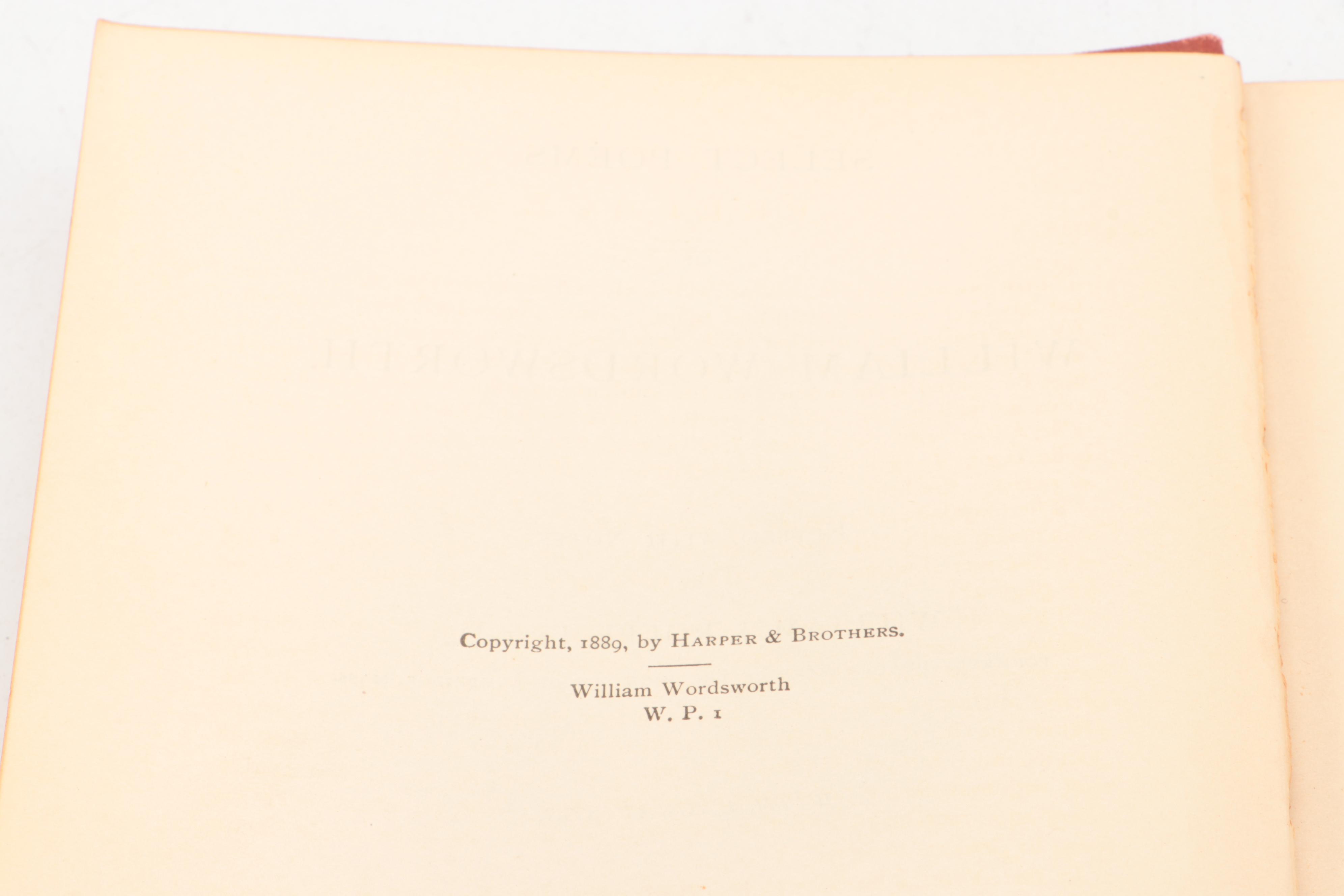 "Select Poems of William Wordsworth" Edited by William J. Rolfe, circa 1889