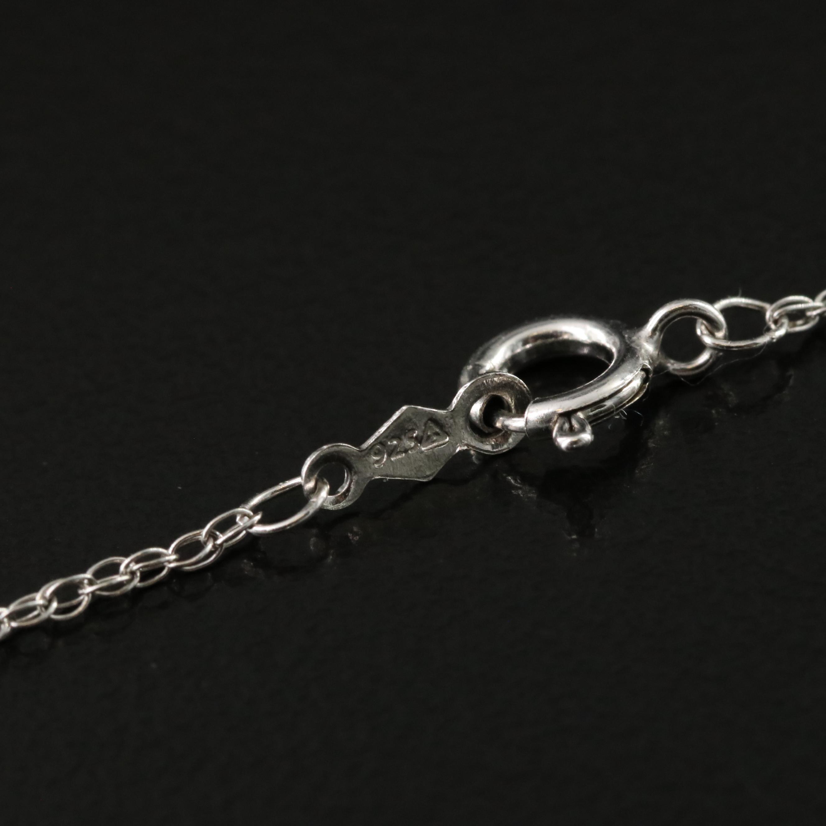 Sterling Blue and White Sapphire Pendant Necklace