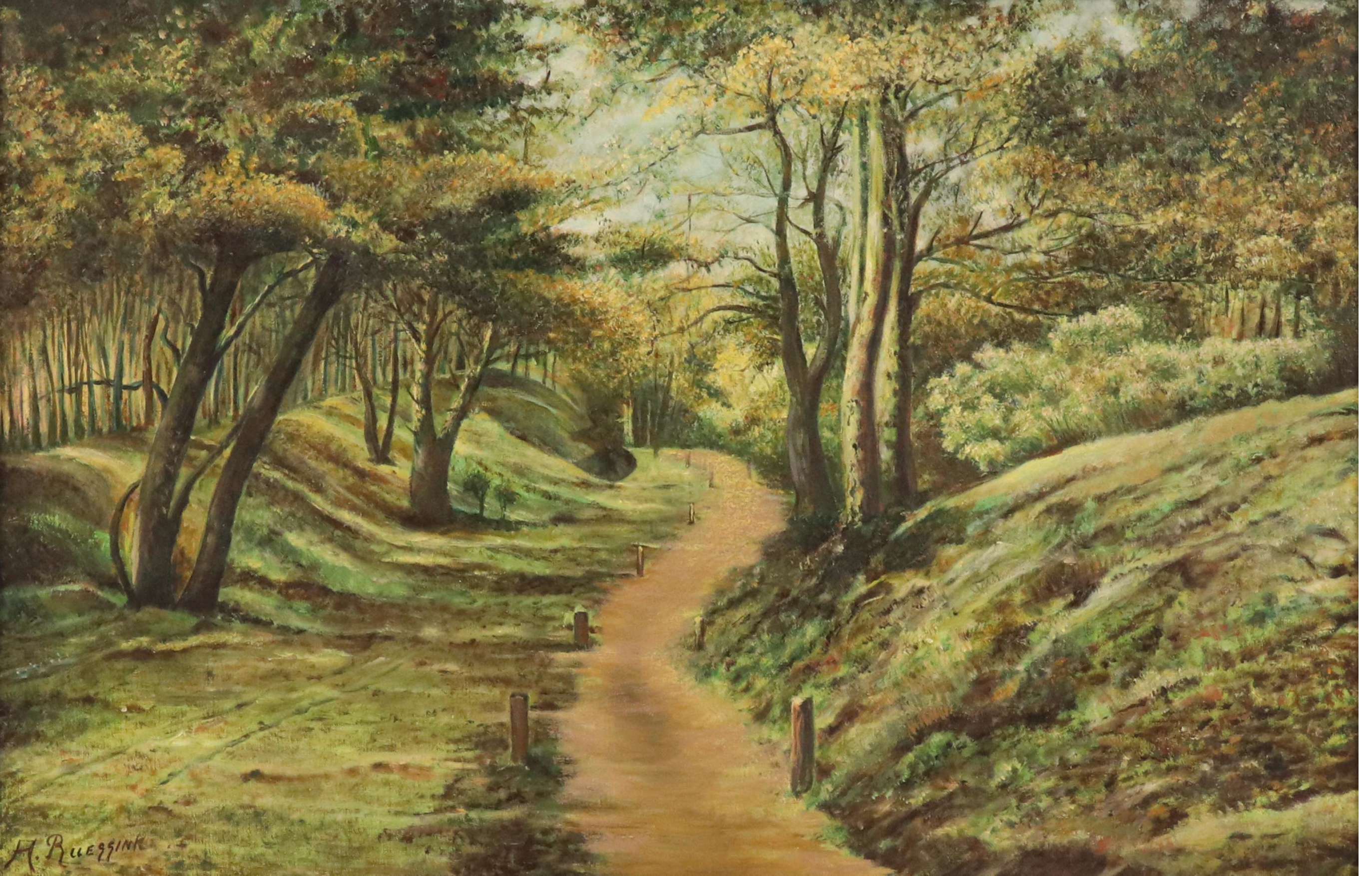 H. Ruessink Woodland Landscape Oil Painting