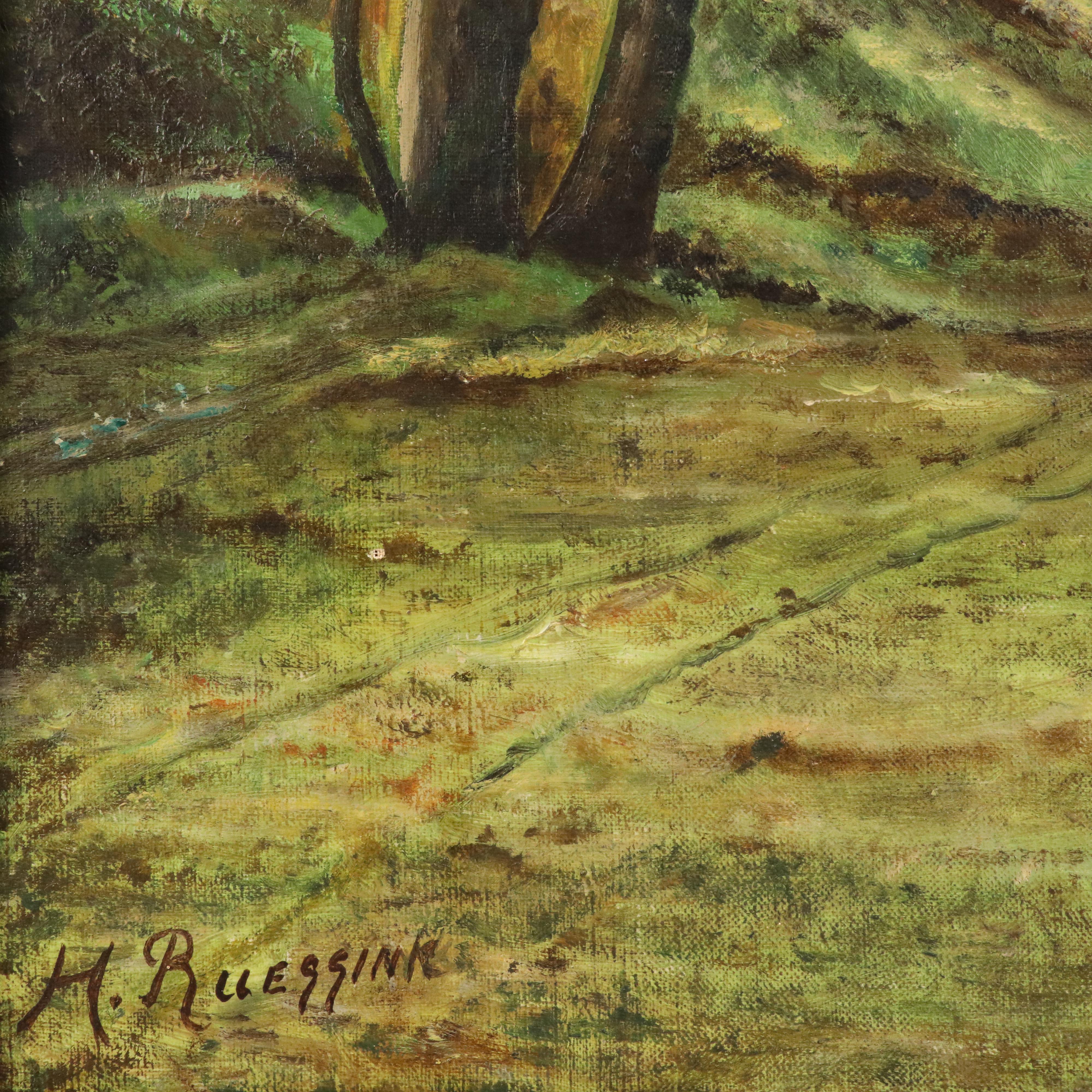H. Ruessink Woodland Landscape Oil Painting