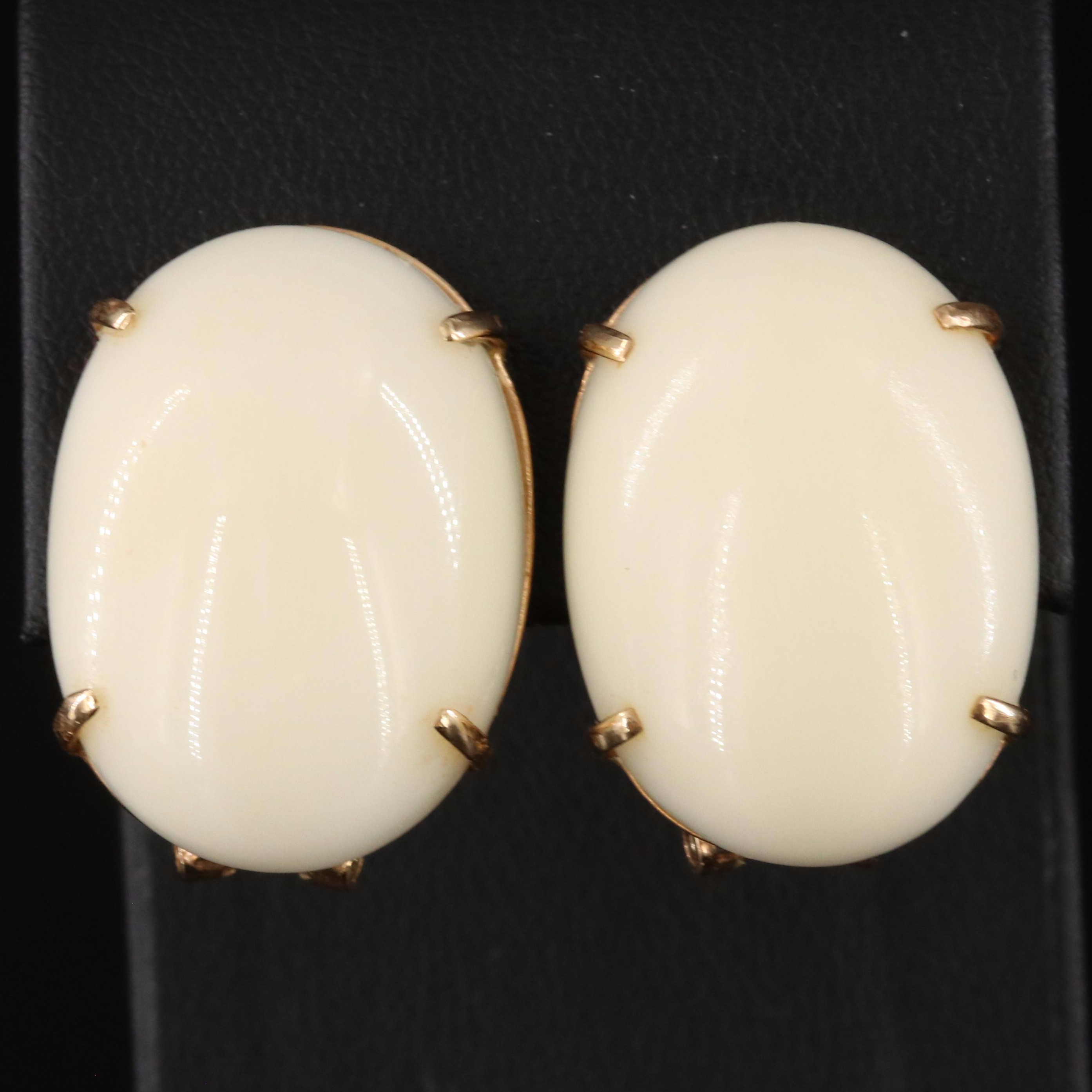 14K Coral Button Earrings