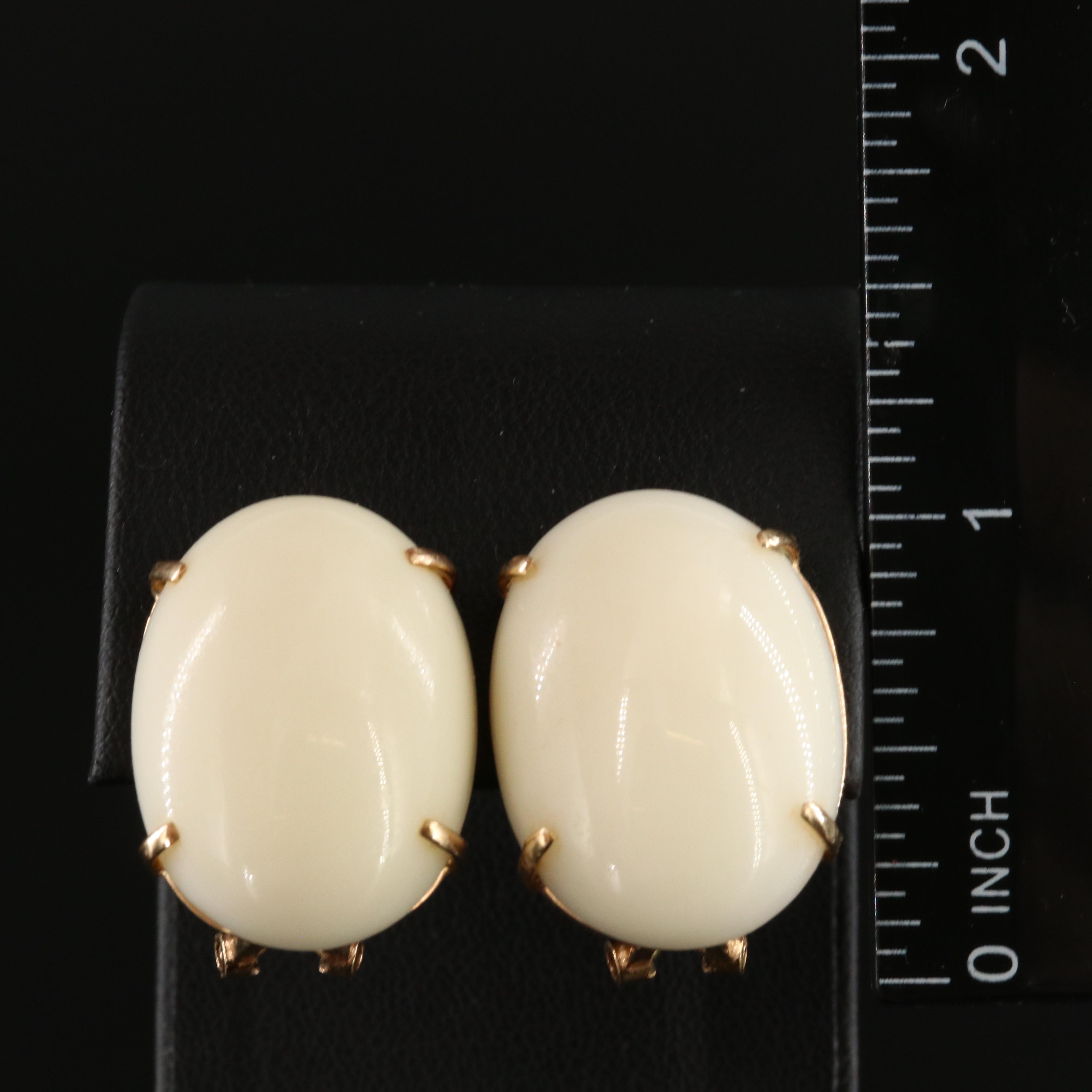 14K Coral Button Earrings