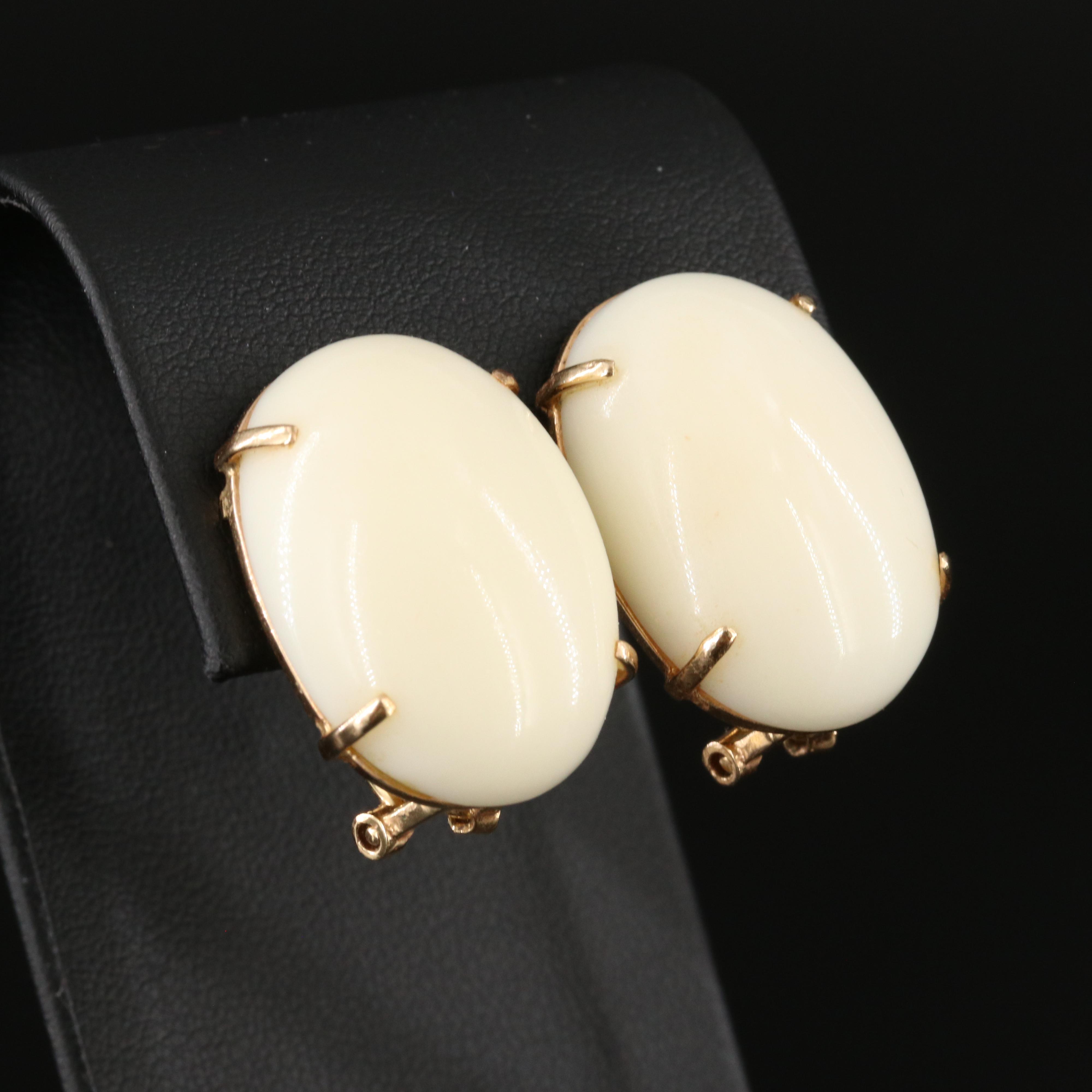 14K Coral Button Earrings