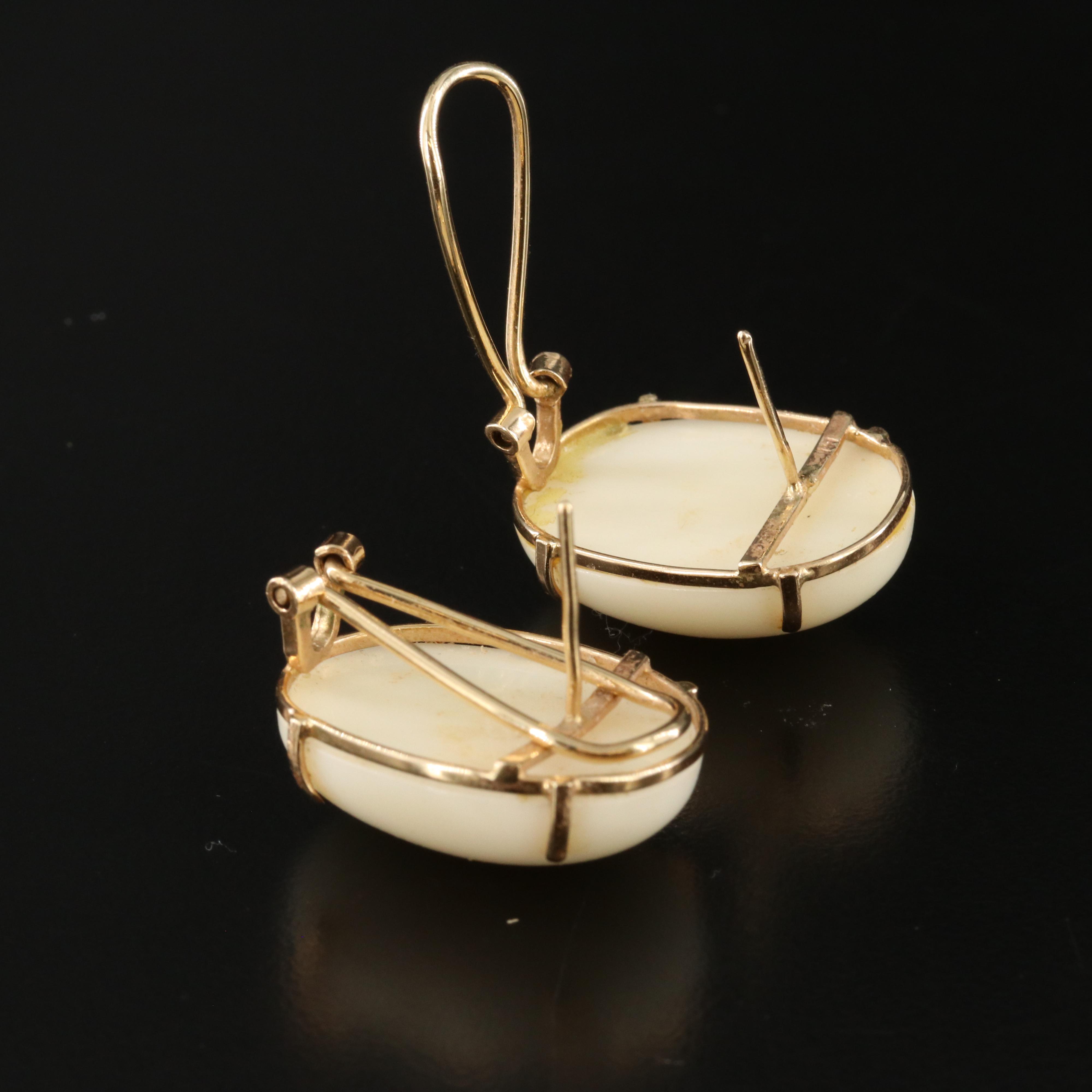 14K Coral Button Earrings