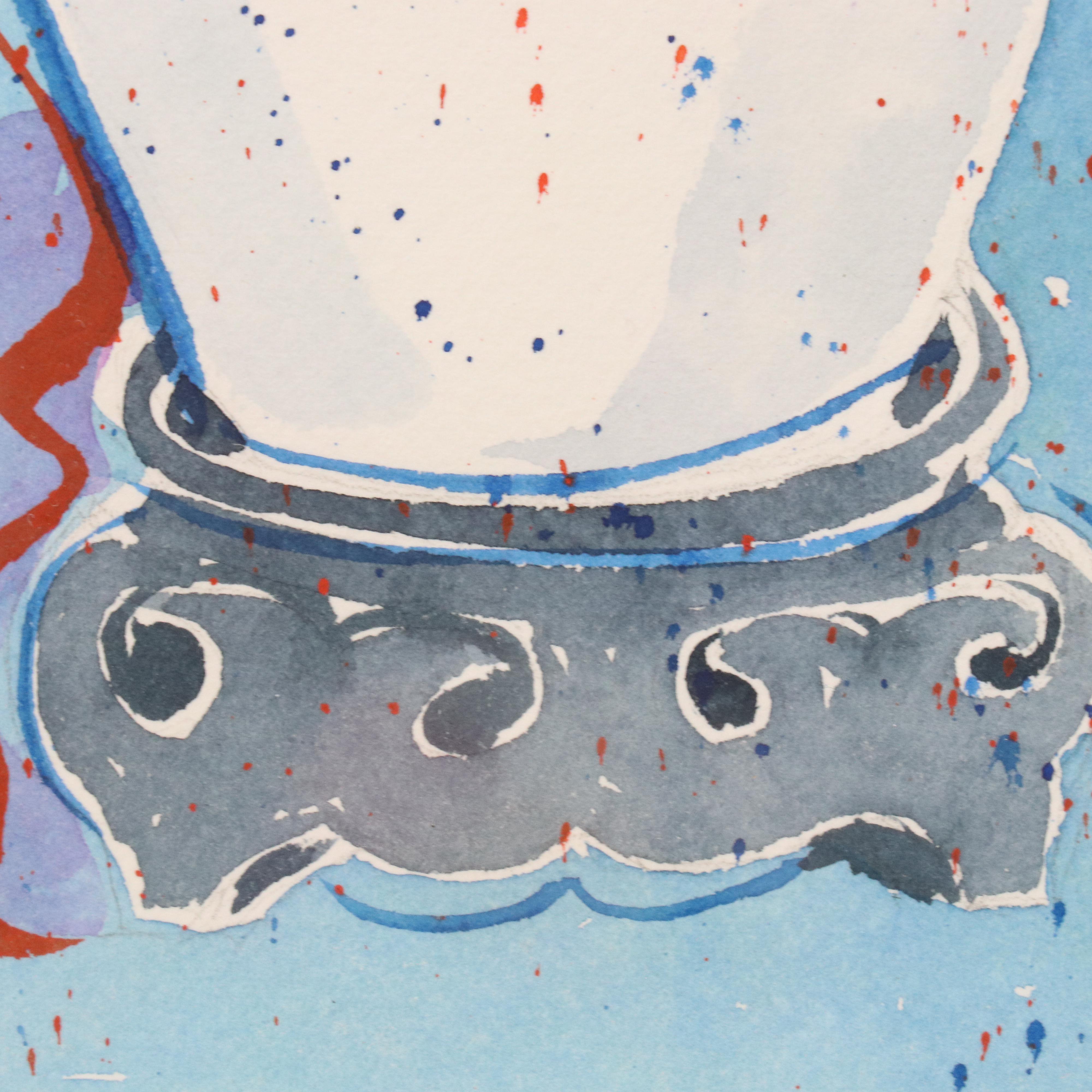 P. Nash Stylized Floral Still Life Watercolor Painting