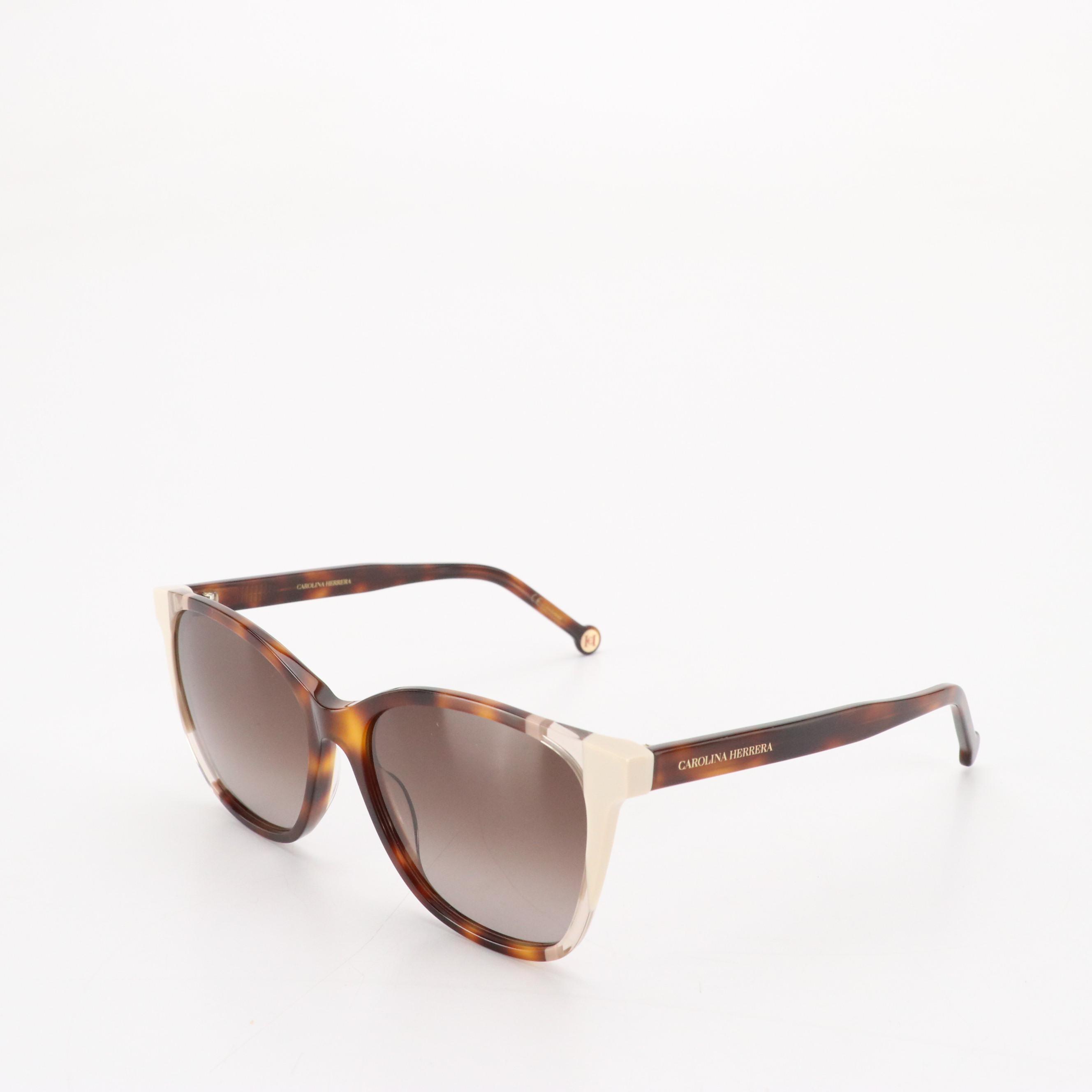 Carolina Herrera CH0061/S Brown Havana and Ivory Cat Eye Sunglasses with Case