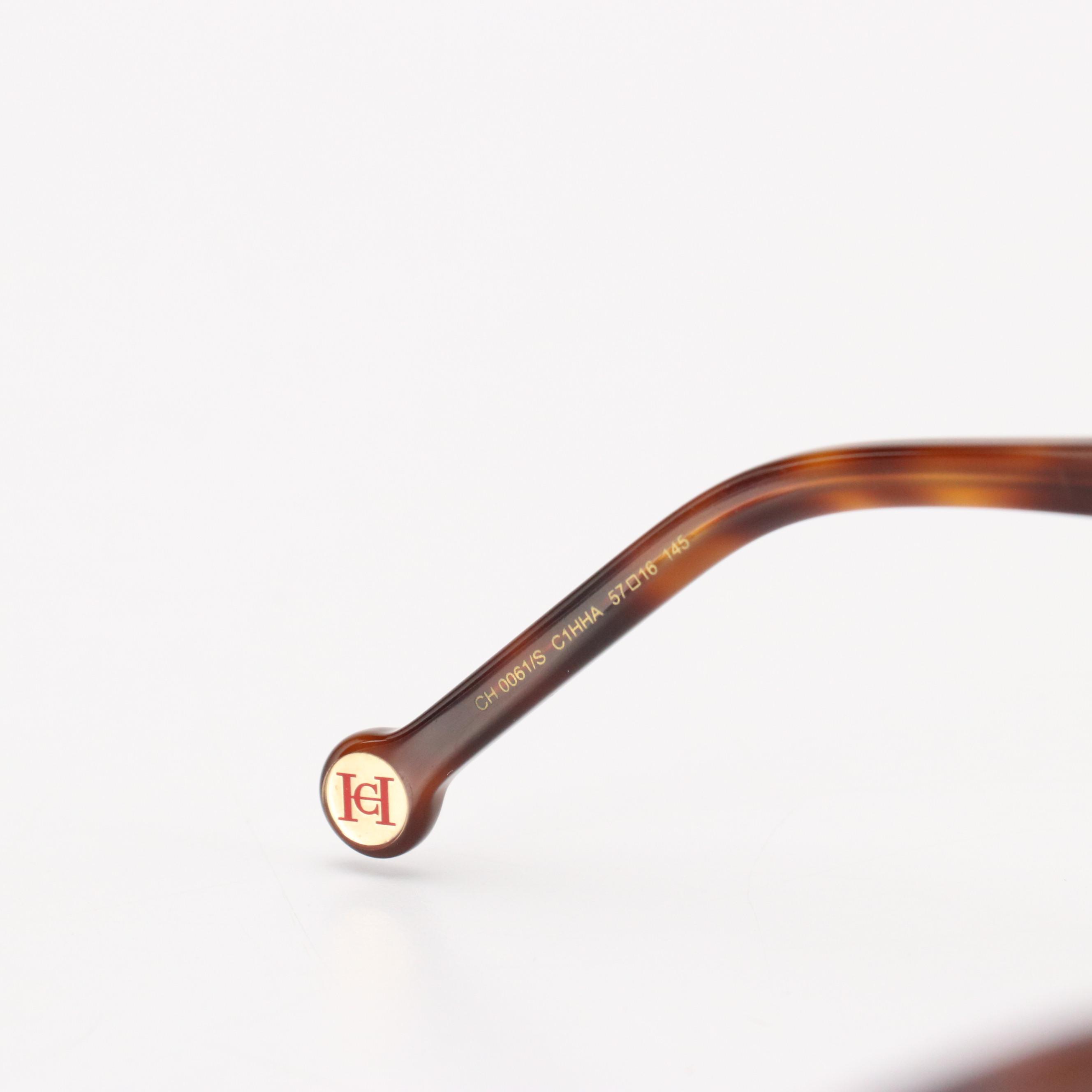 Carolina Herrera CH0061/S Brown Havana and Ivory Cat Eye Sunglasses with Case