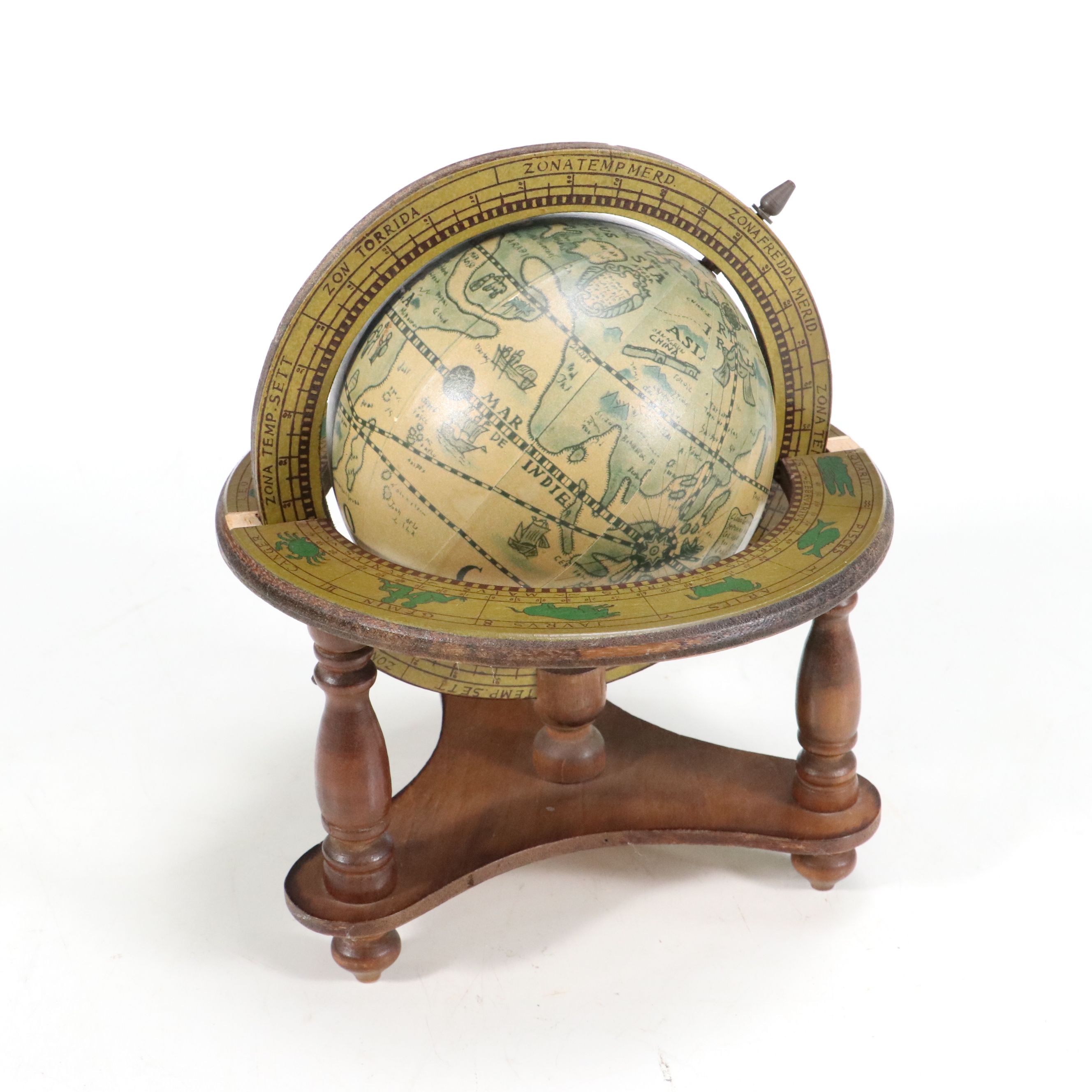 Novelty Wall Sign with Vintage Globe, Carver Wood Tray and More