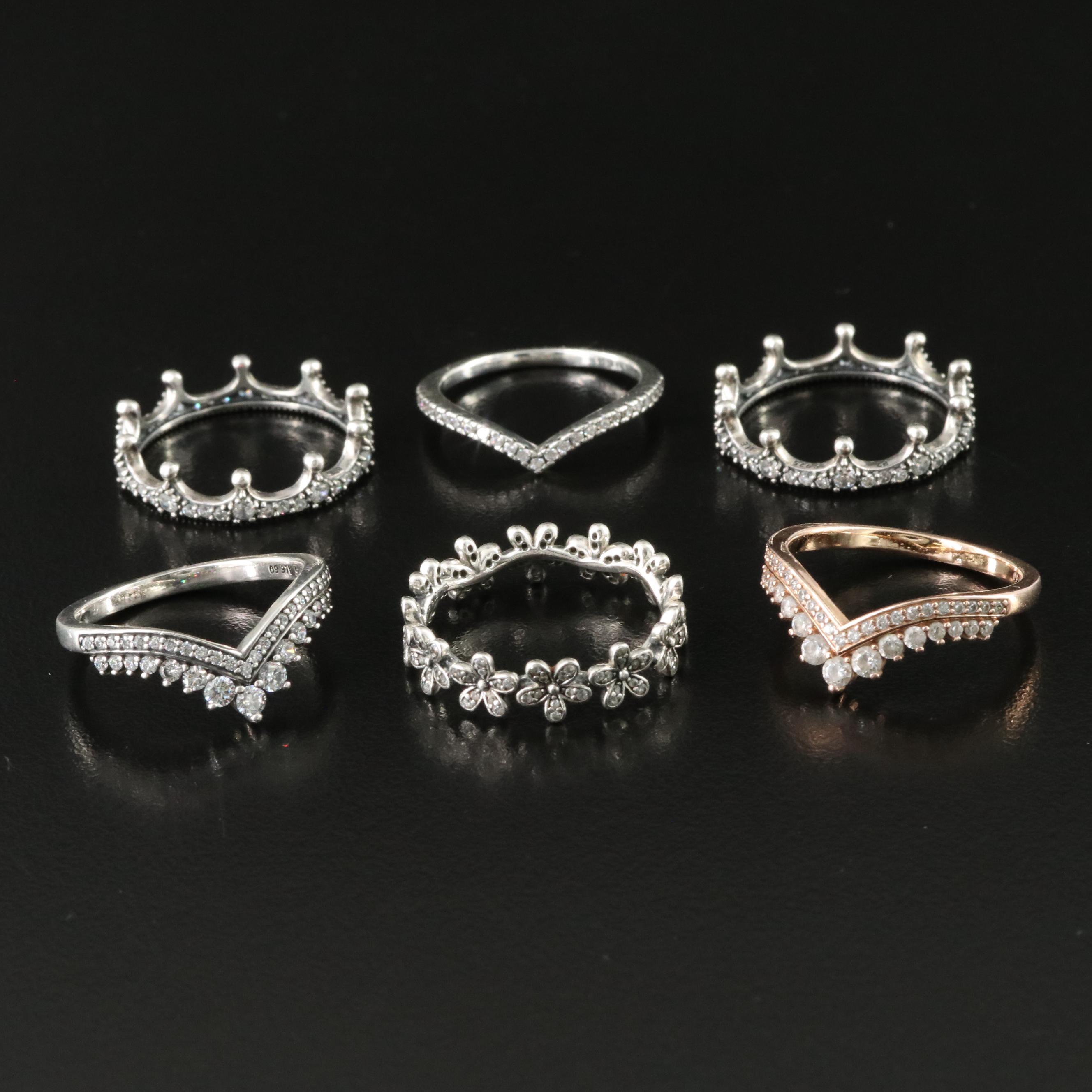 Pandora Sterling CZ Chevron Ring