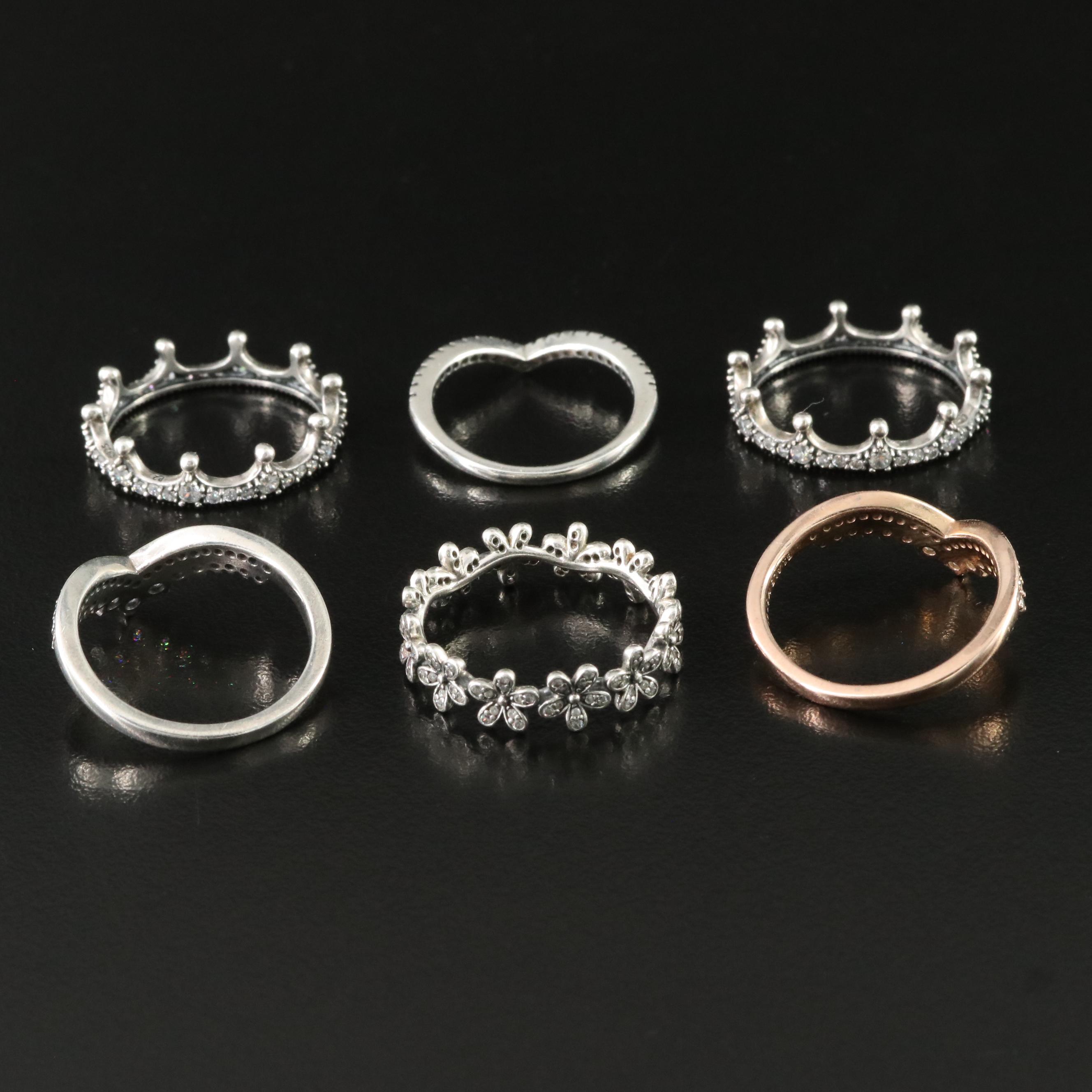 Pandora Sterling CZ Chevron Ring