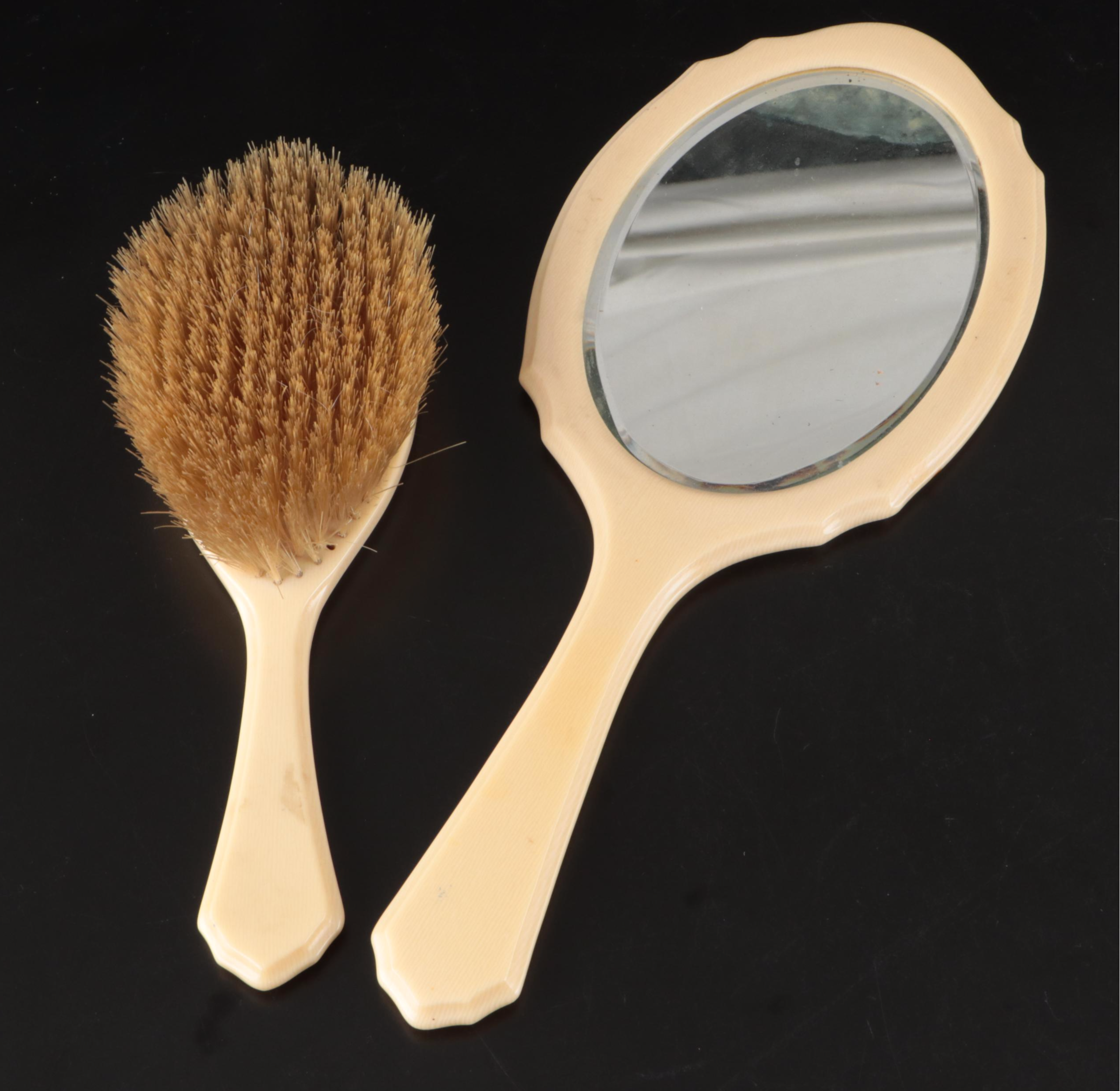 Celluloid Vanity Sets with Brushes, Hand Mirrors, Hair Receivers and Other Décor