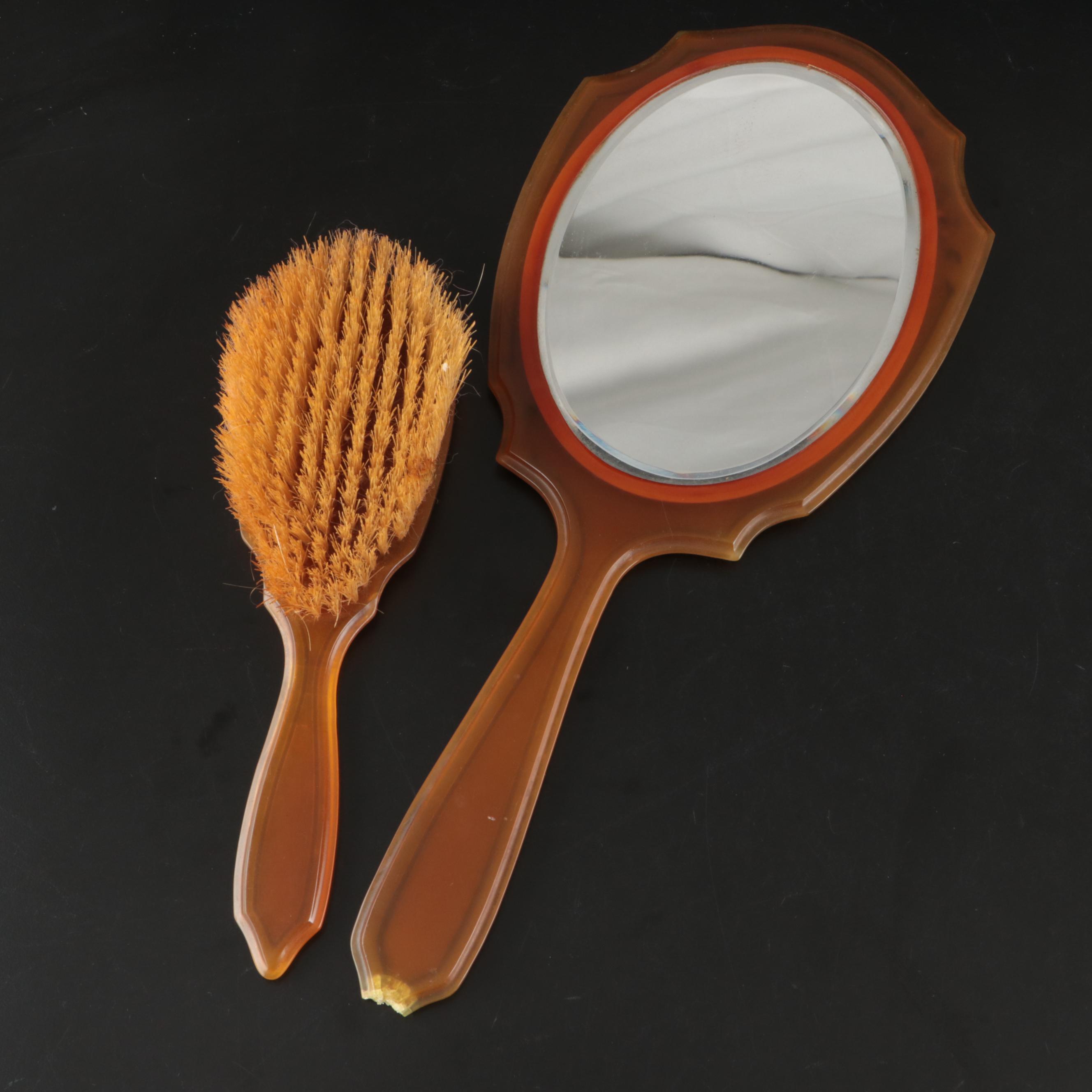 Celluloid Vanity Sets with Brushes, Hand Mirrors, Hair Receivers and Other Décor