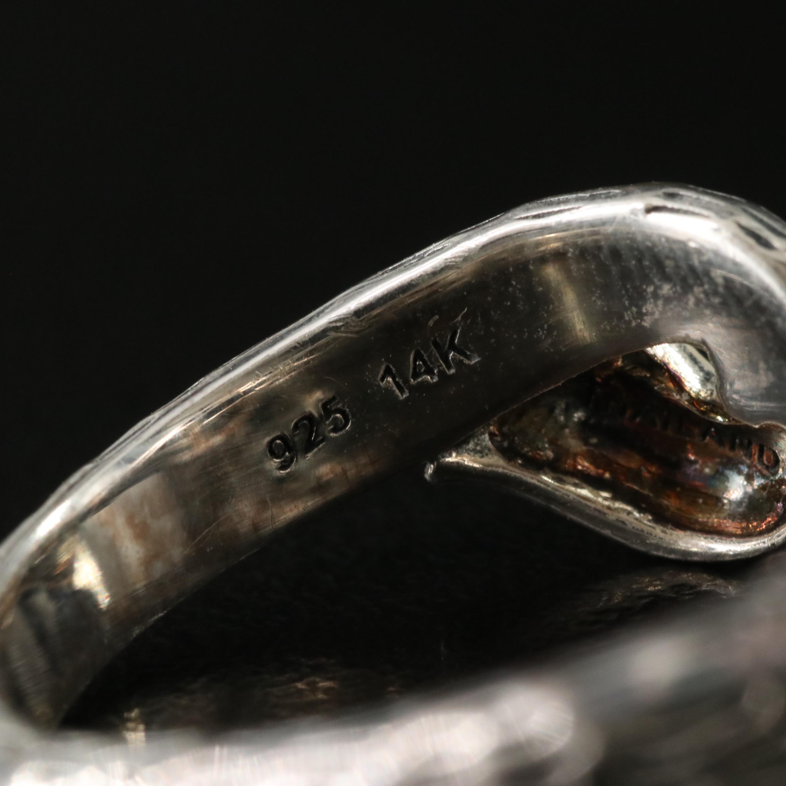 Sterling Smoky Quartz Giraffe Ring with 14K Accent