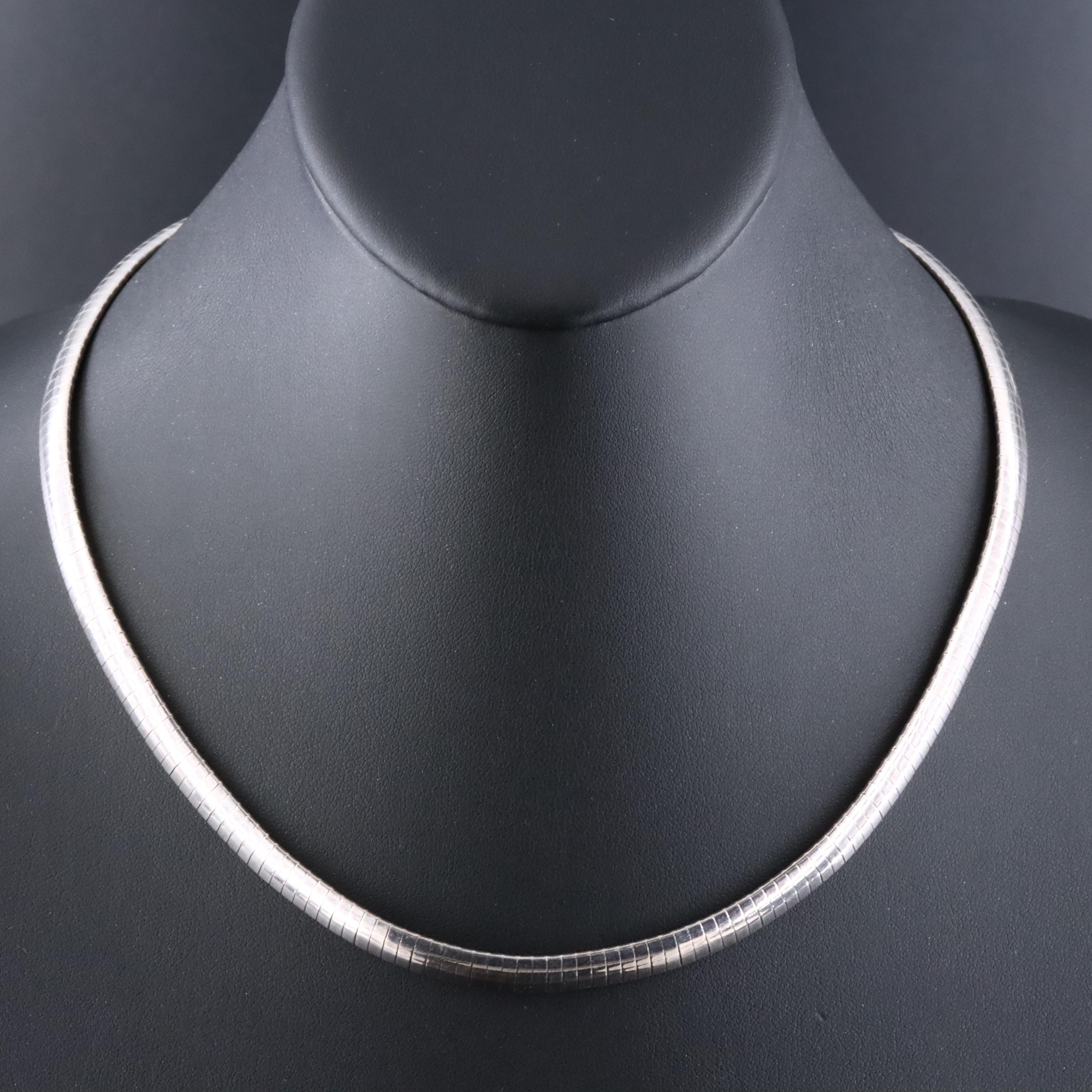 Italian Milor Sterling Omega Chain Necklace