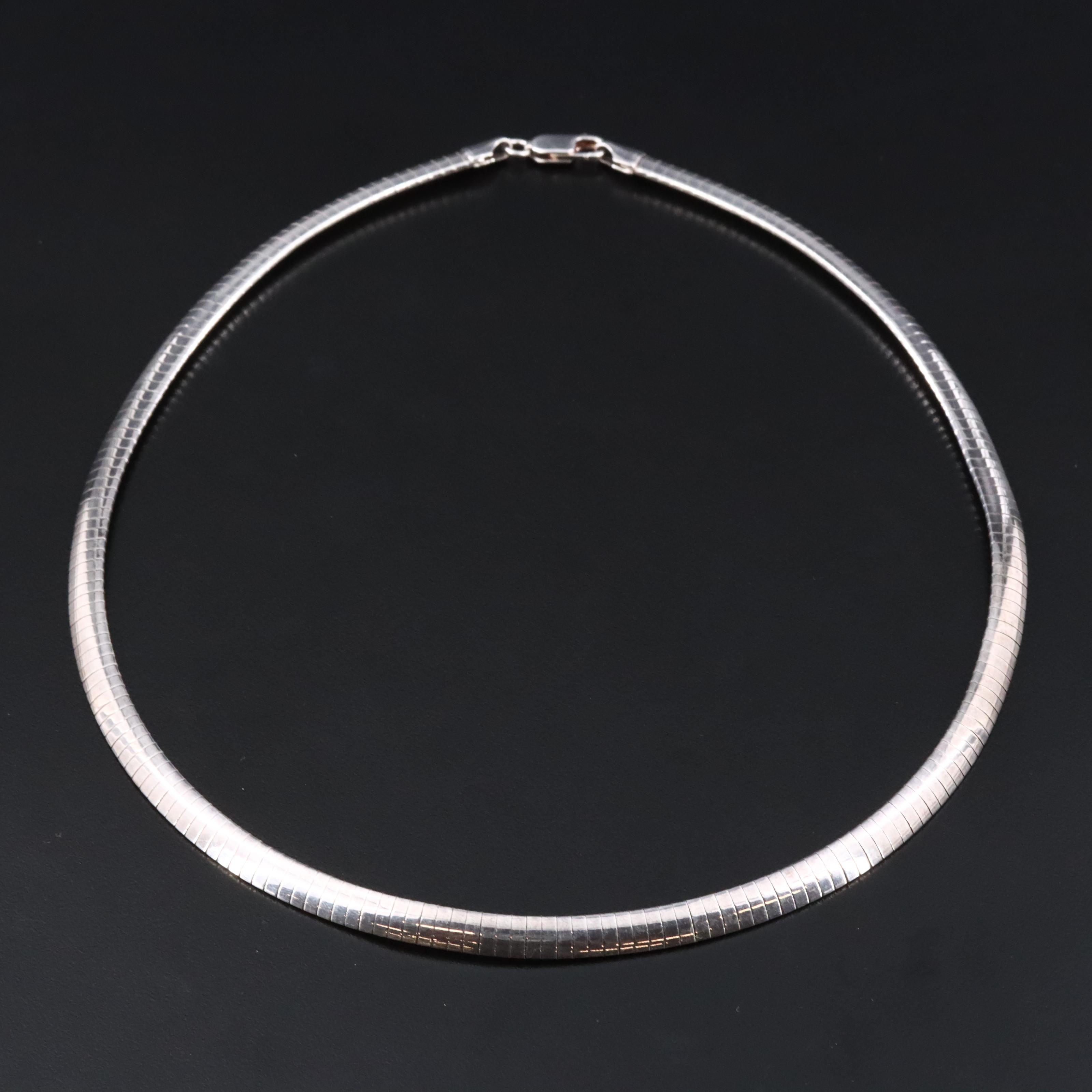 Italian Milor Sterling Omega Chain Necklace