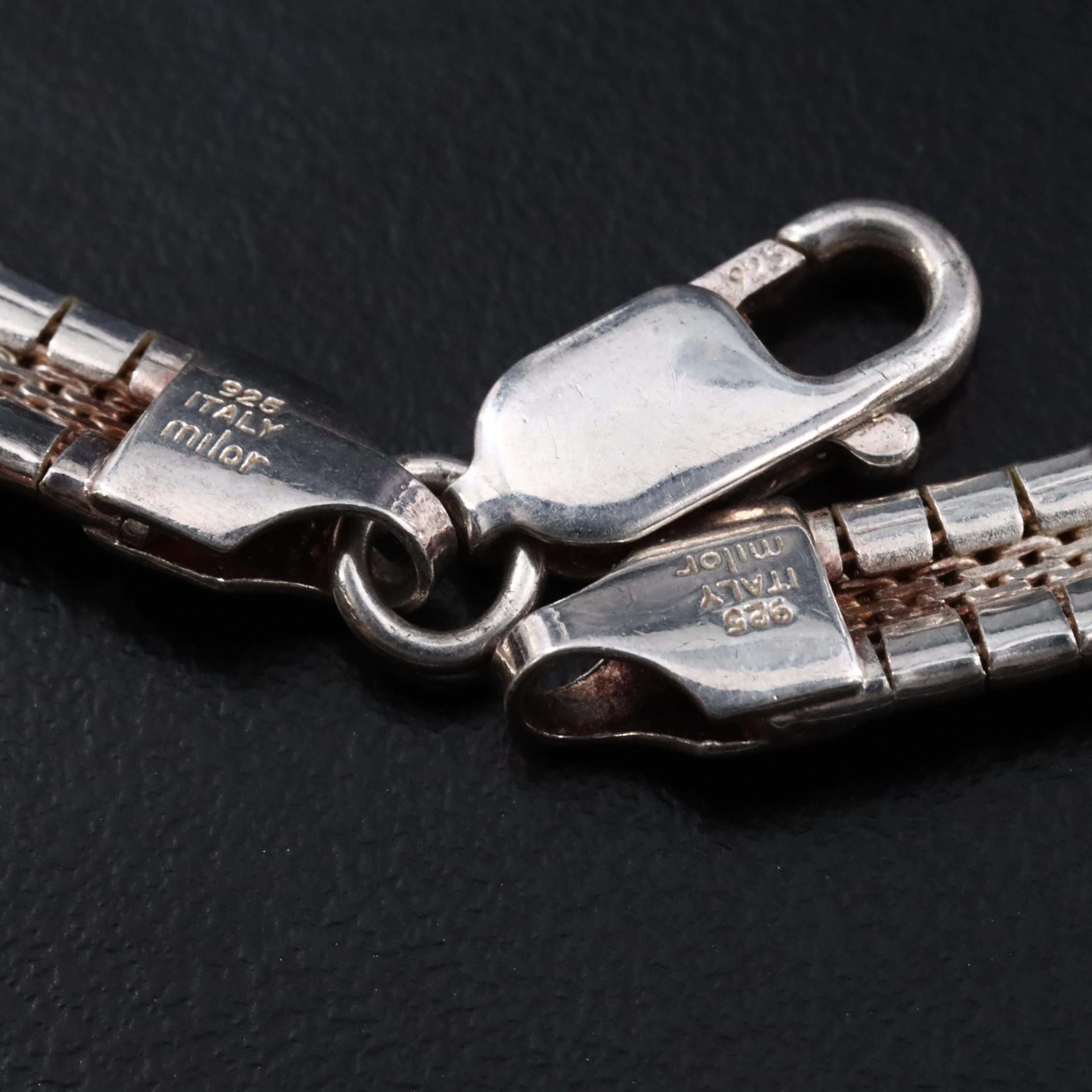 Italian Milor Sterling Omega Chain Necklace