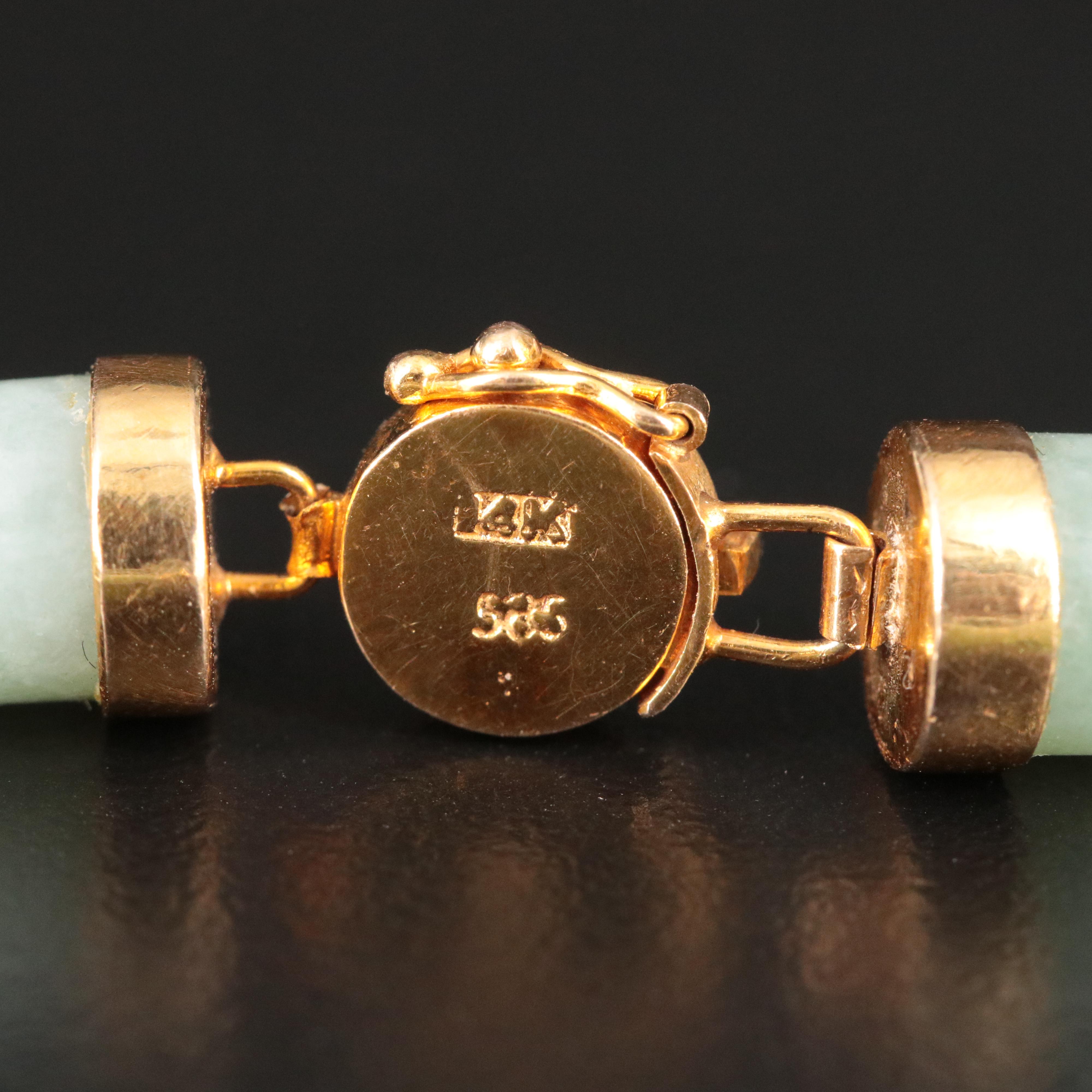Chinese Jadeite Bracelet with 14K Good Fortune Clasp