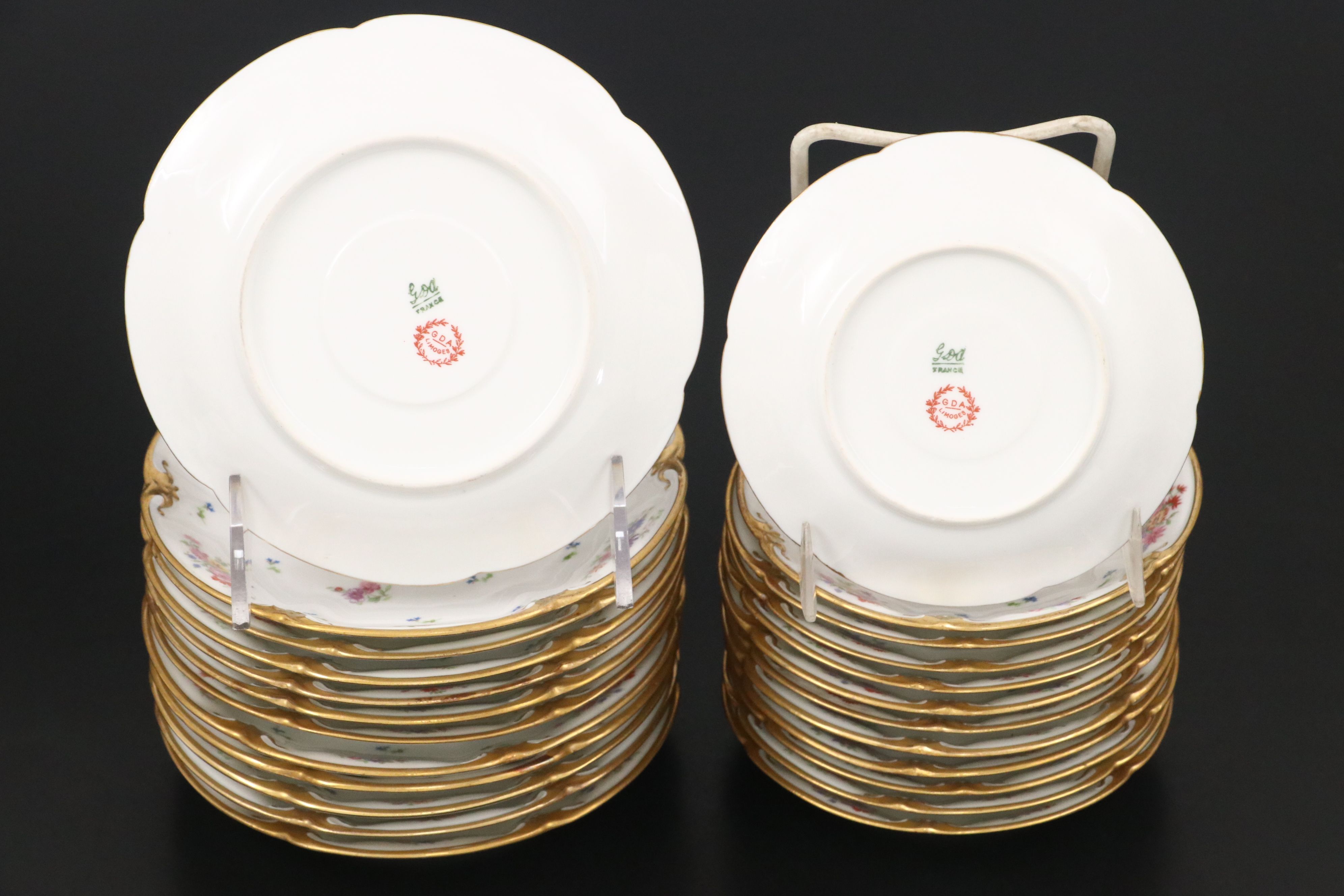 Gérard Dufraisseix et Abbott Gilt and Floral Limoges Porcelain