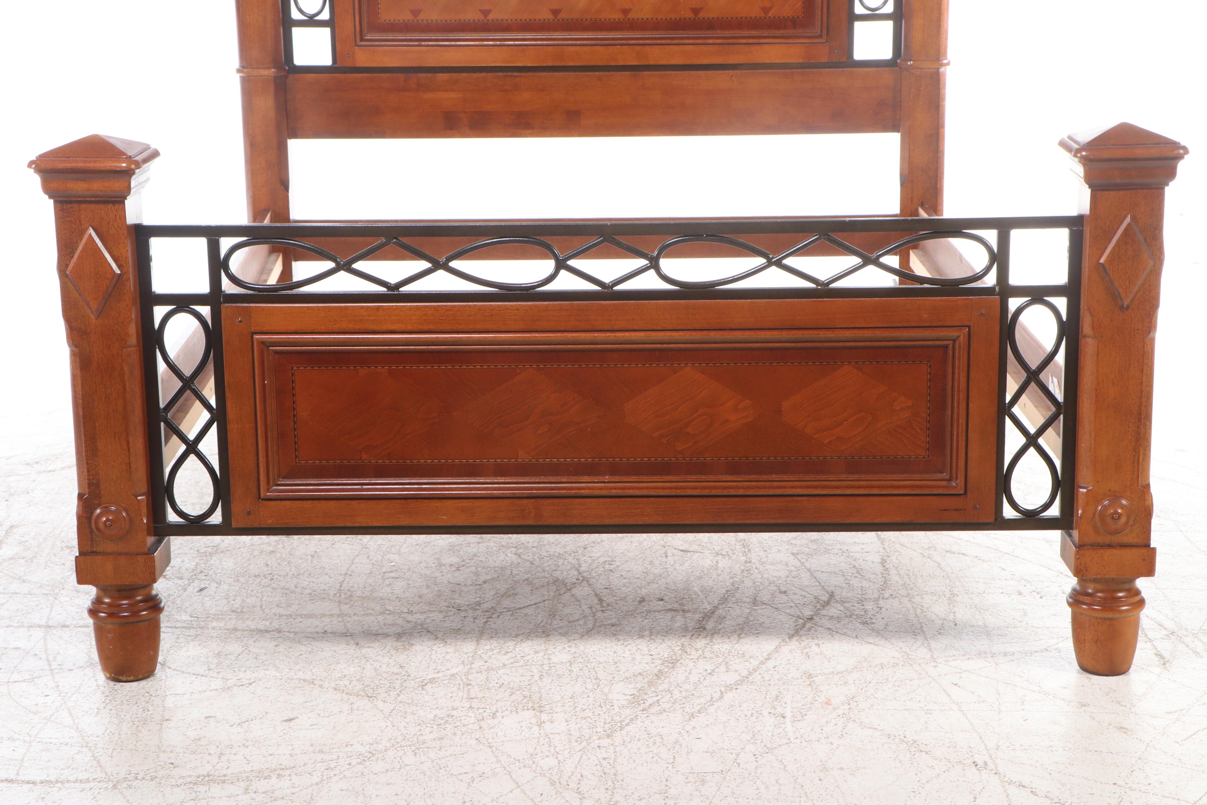 Alexander Julian "Home Colors" Wrought Iron and Parquetry Bed and Nightstand