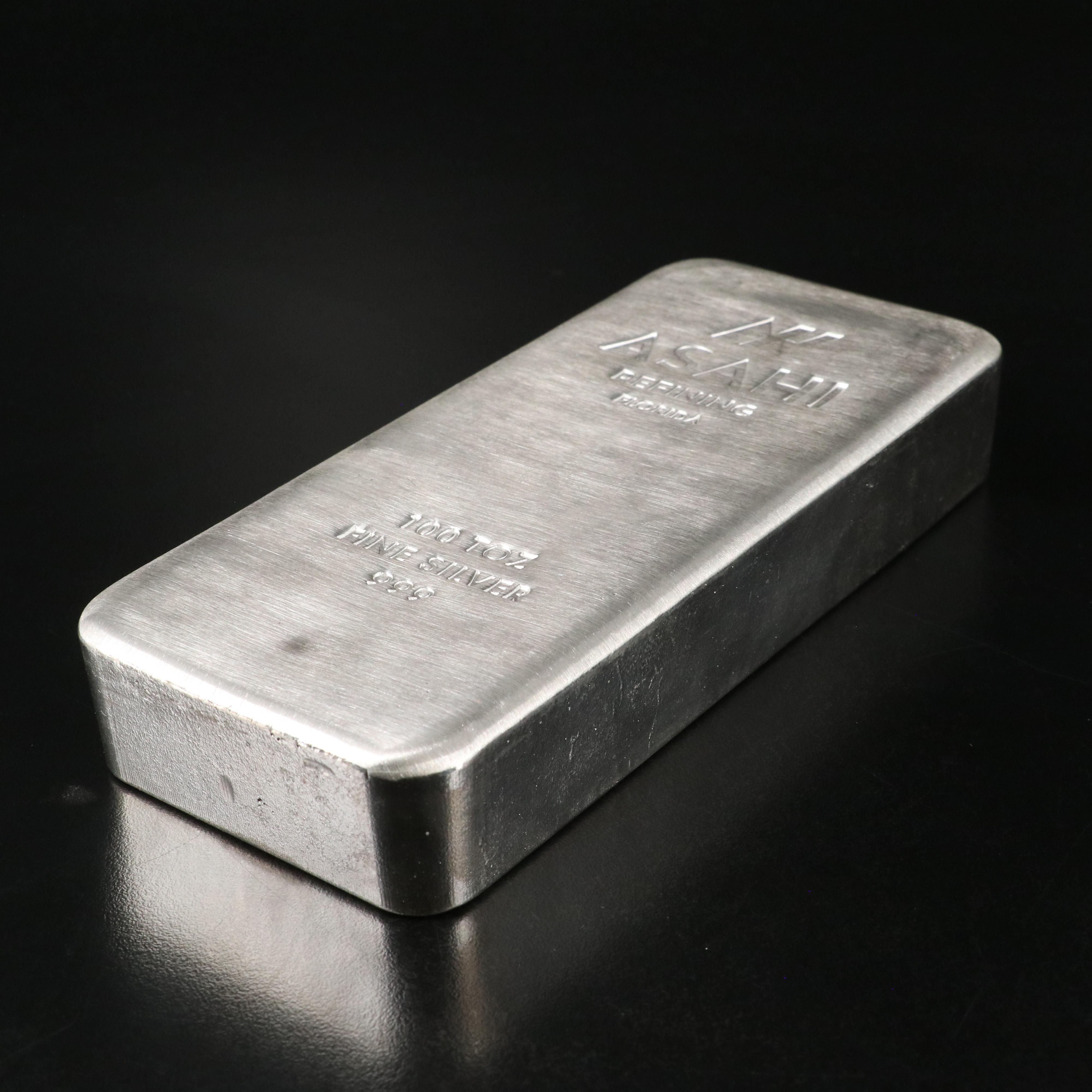 100 Troy Ounce Fine Silver Bar, ASAHI