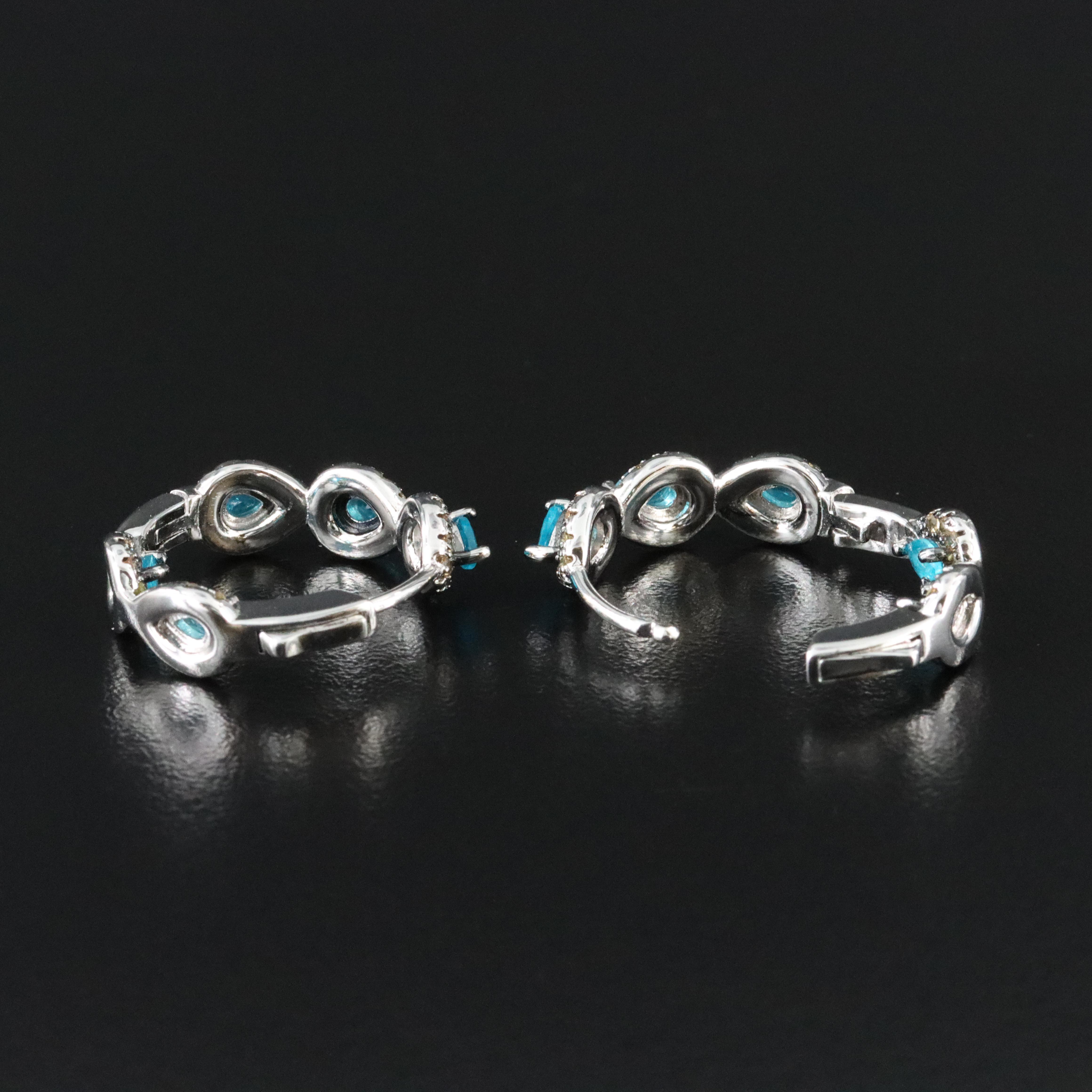 Sterling Apatite and Yellow Sapphire Hoop Earrings