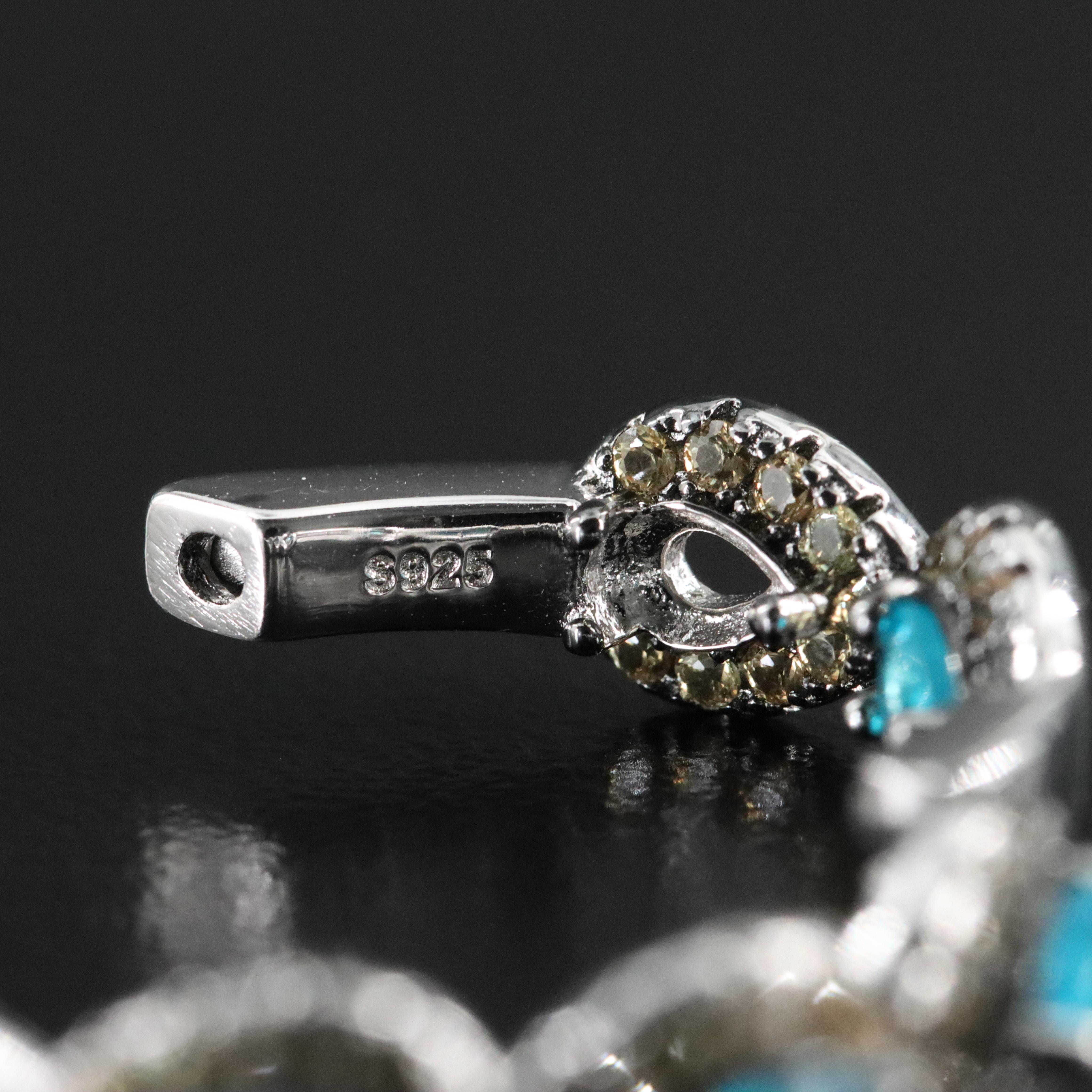 Sterling Apatite and Yellow Sapphire Hoop Earrings