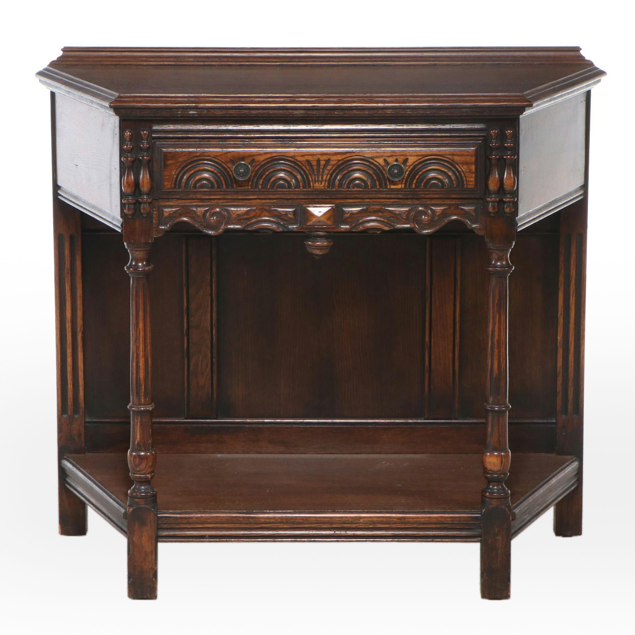 Tudor Style Oak Hall Table, 20th Century