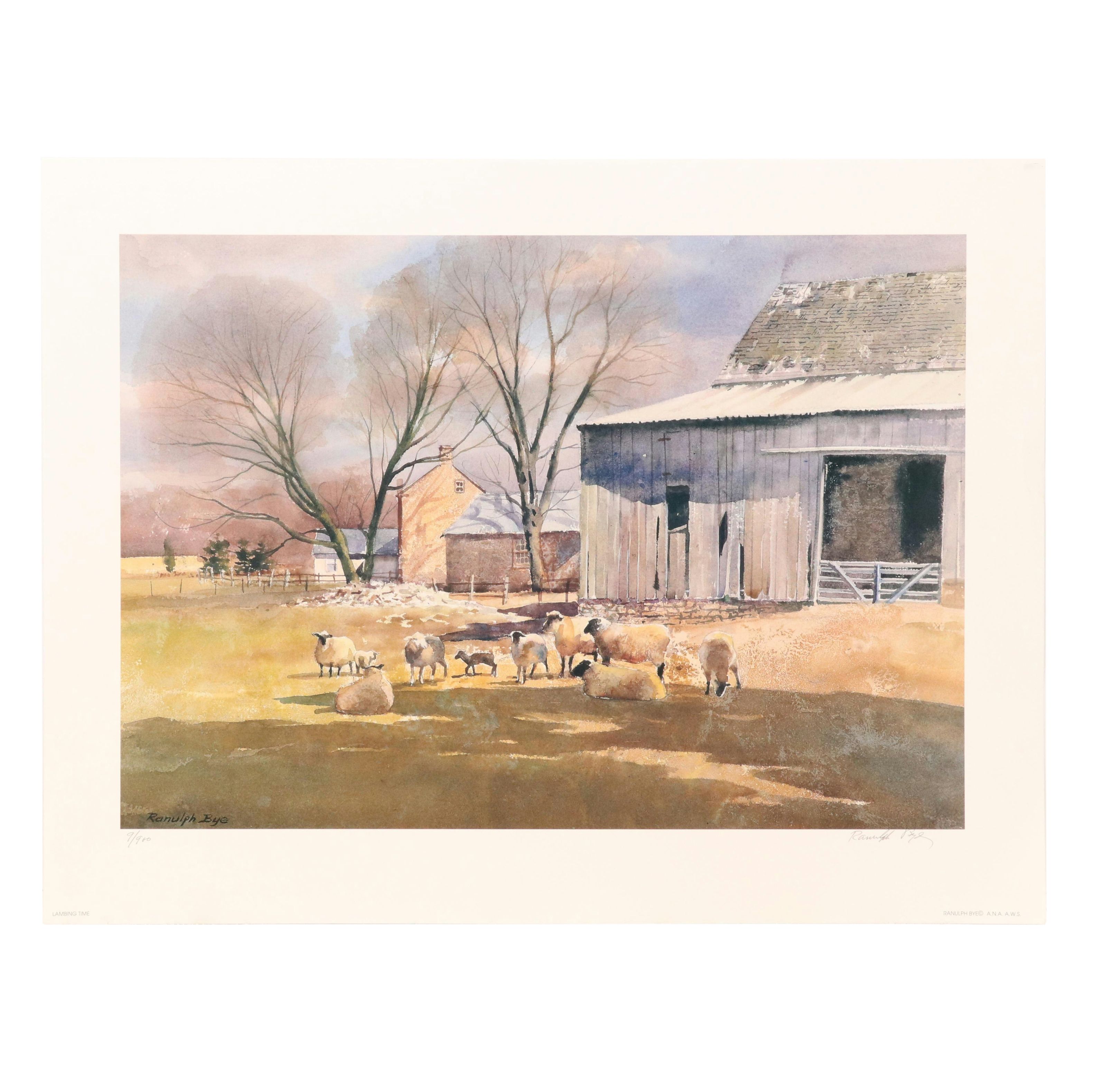 Ranulph Bye Offset Lithographs Including "Lambing Time"