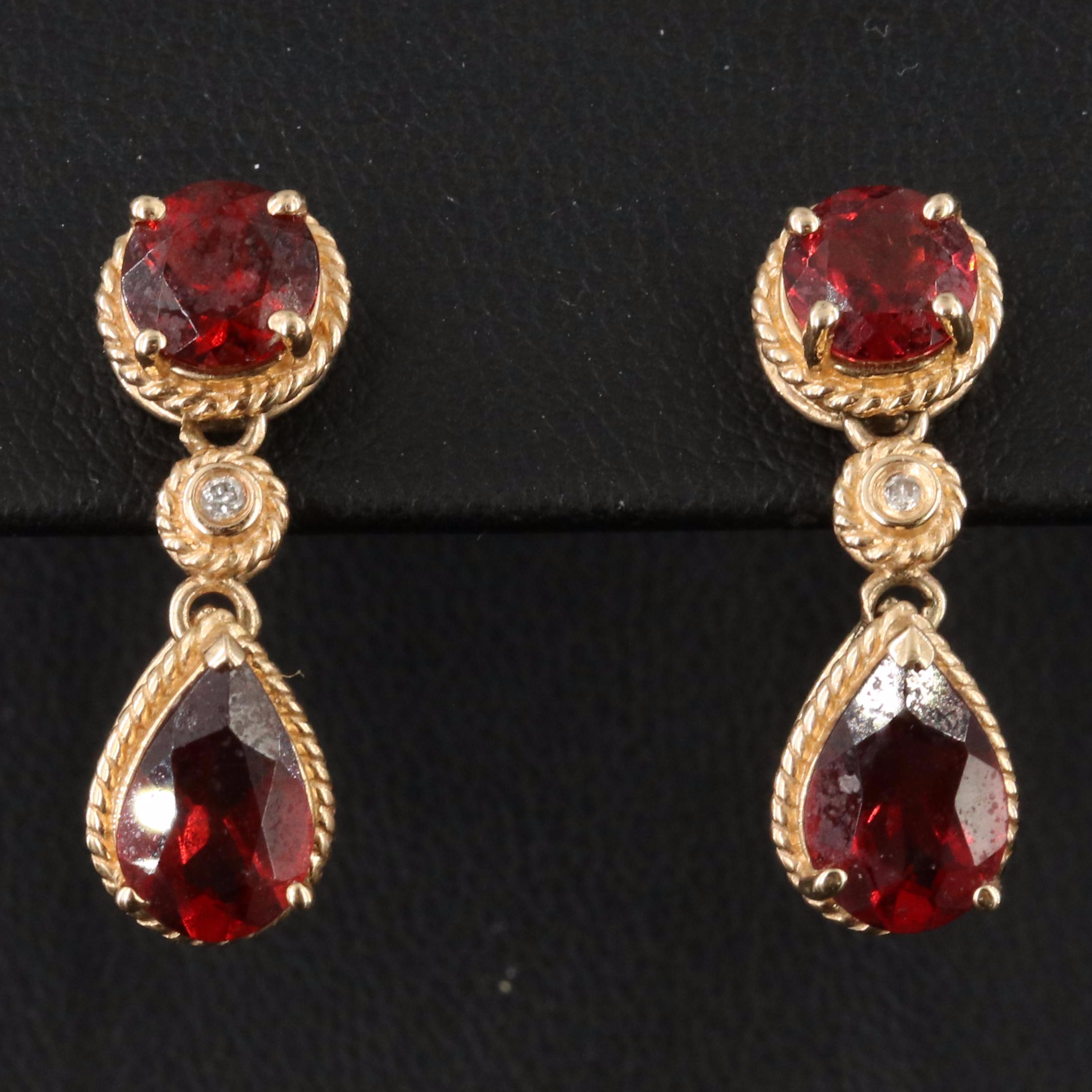 14K Garnet and Diamond Earrings