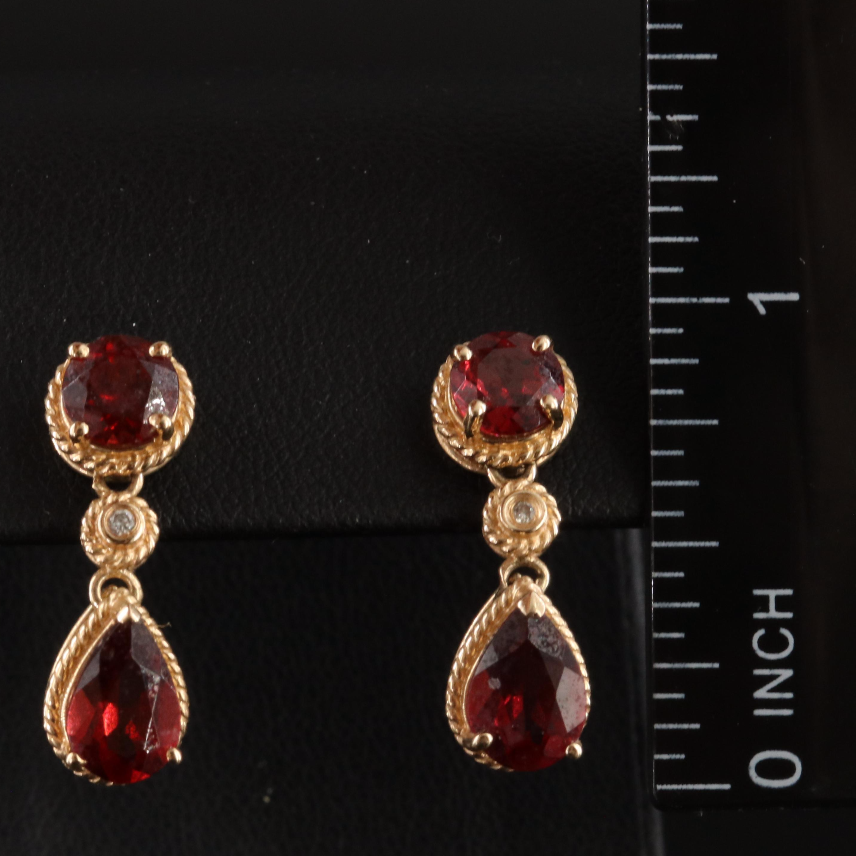 14K Garnet and Diamond Earrings