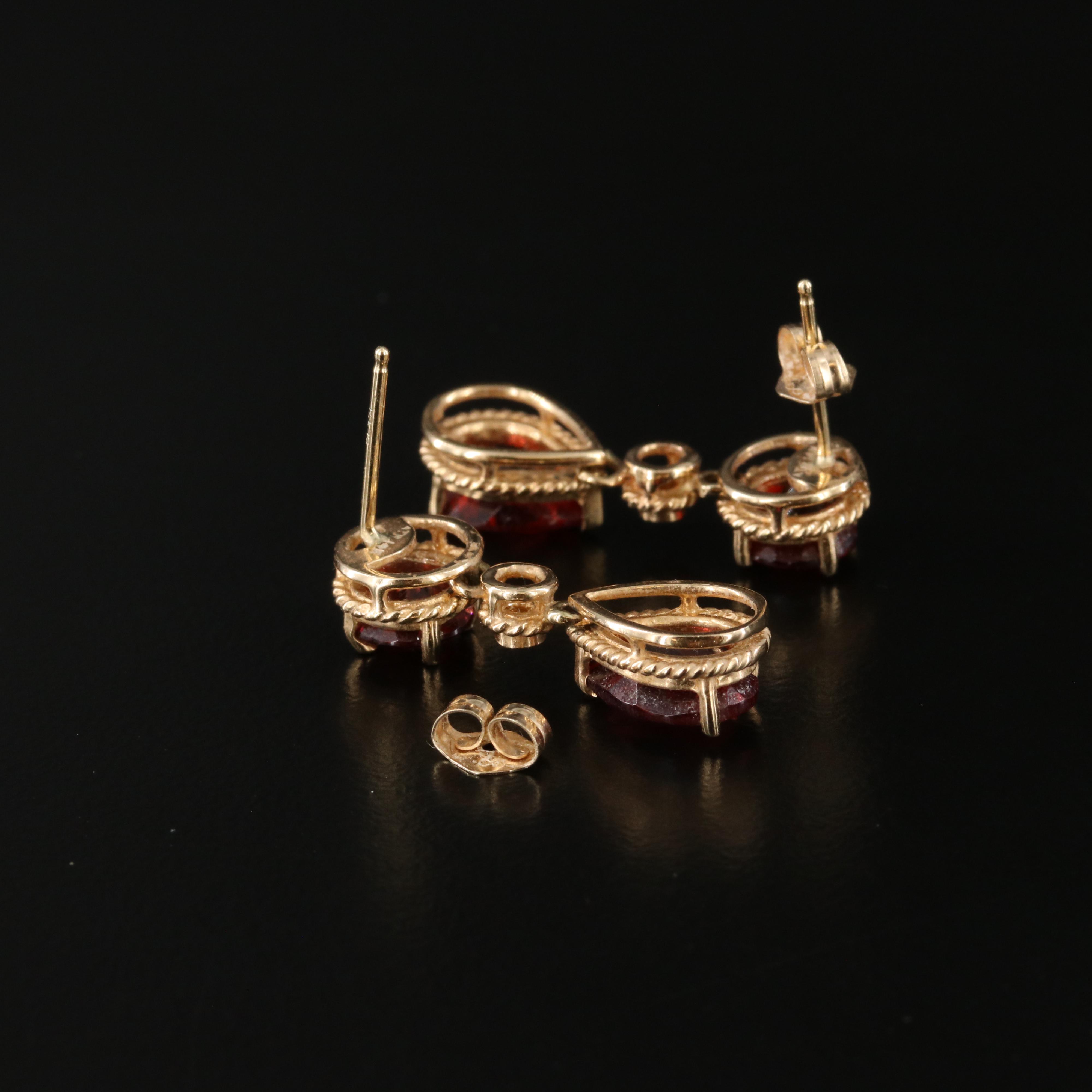 14K Garnet and Diamond Earrings