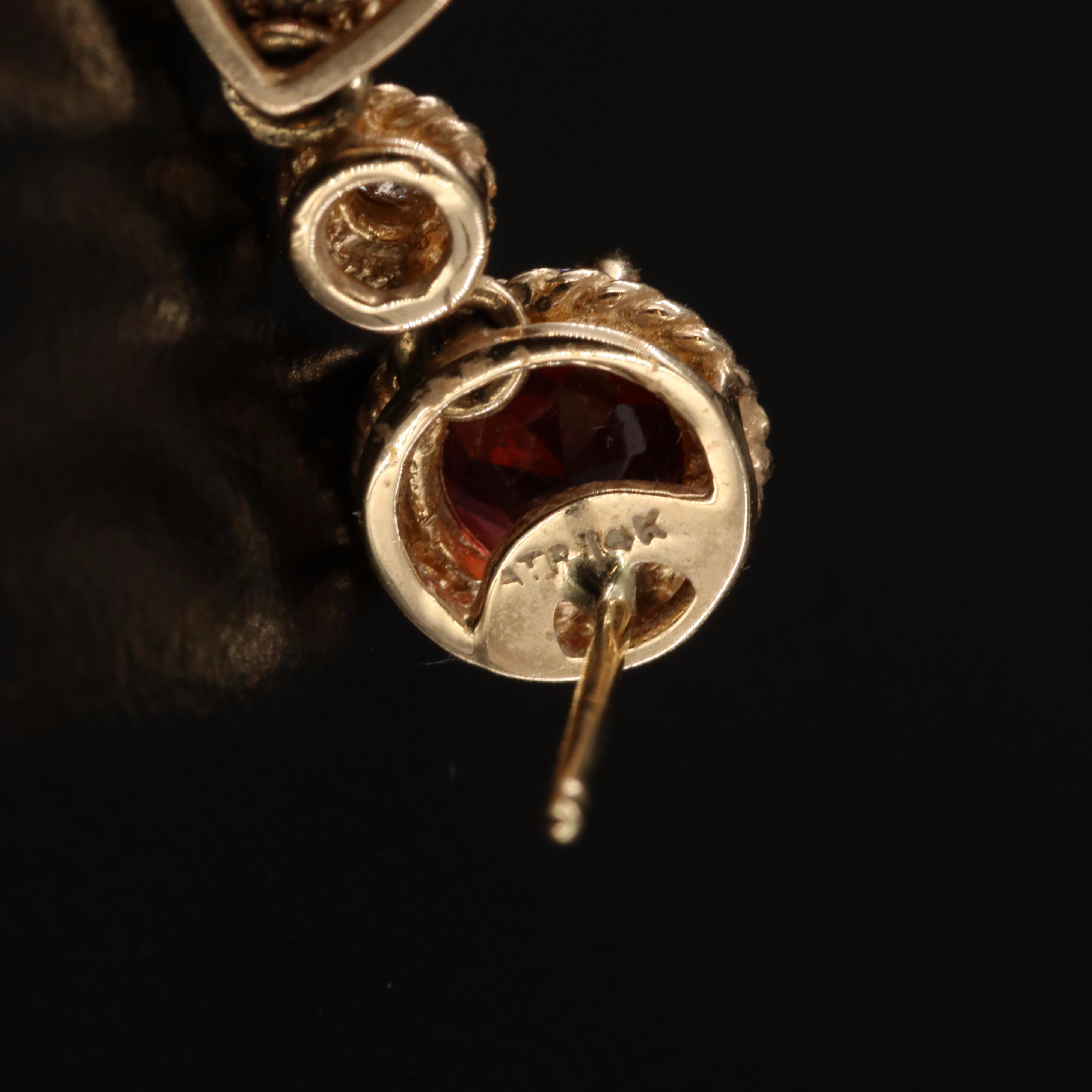 14K Garnet and Diamond Earrings