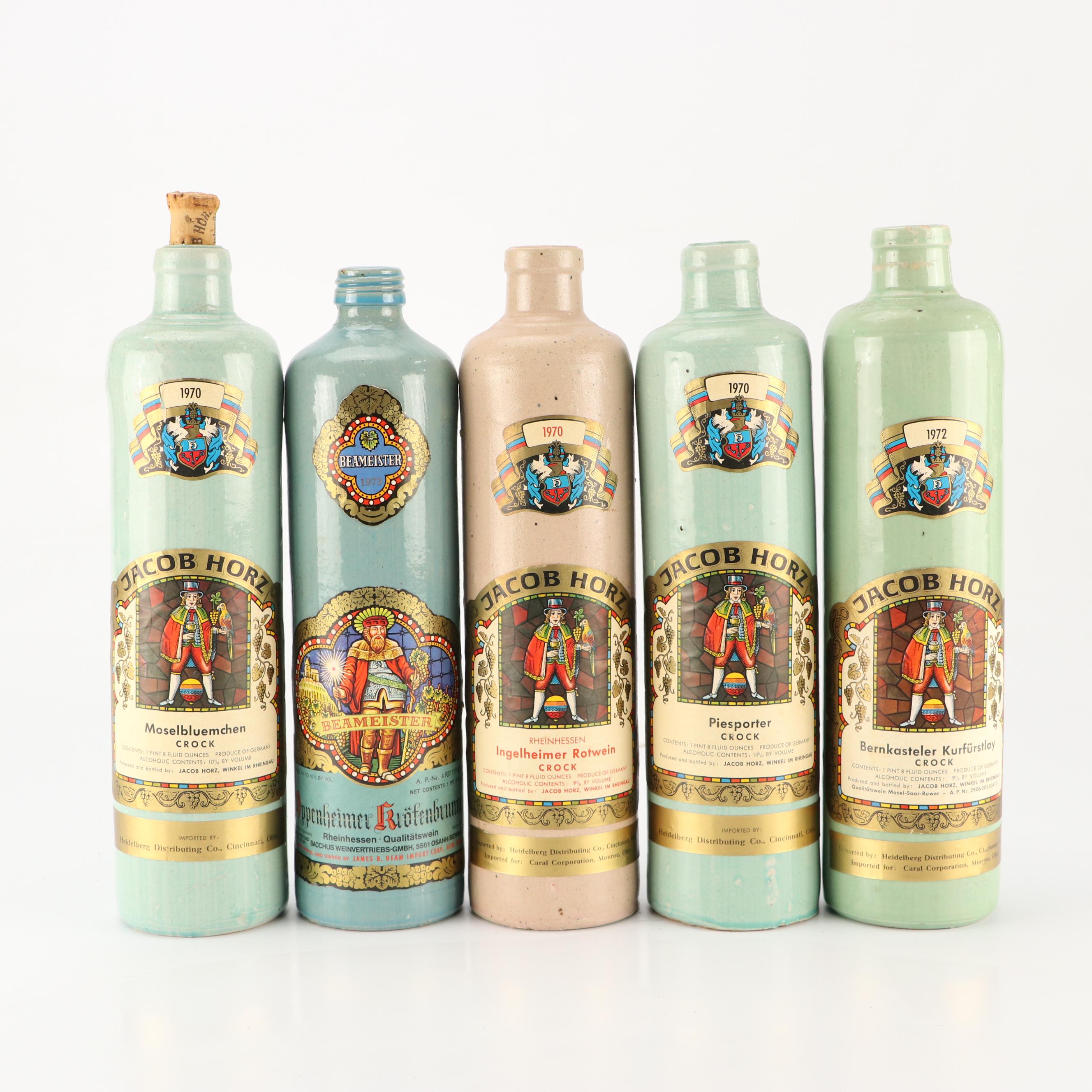 Jacob Horz and Beameister Stoneware Wine Crock Bottles