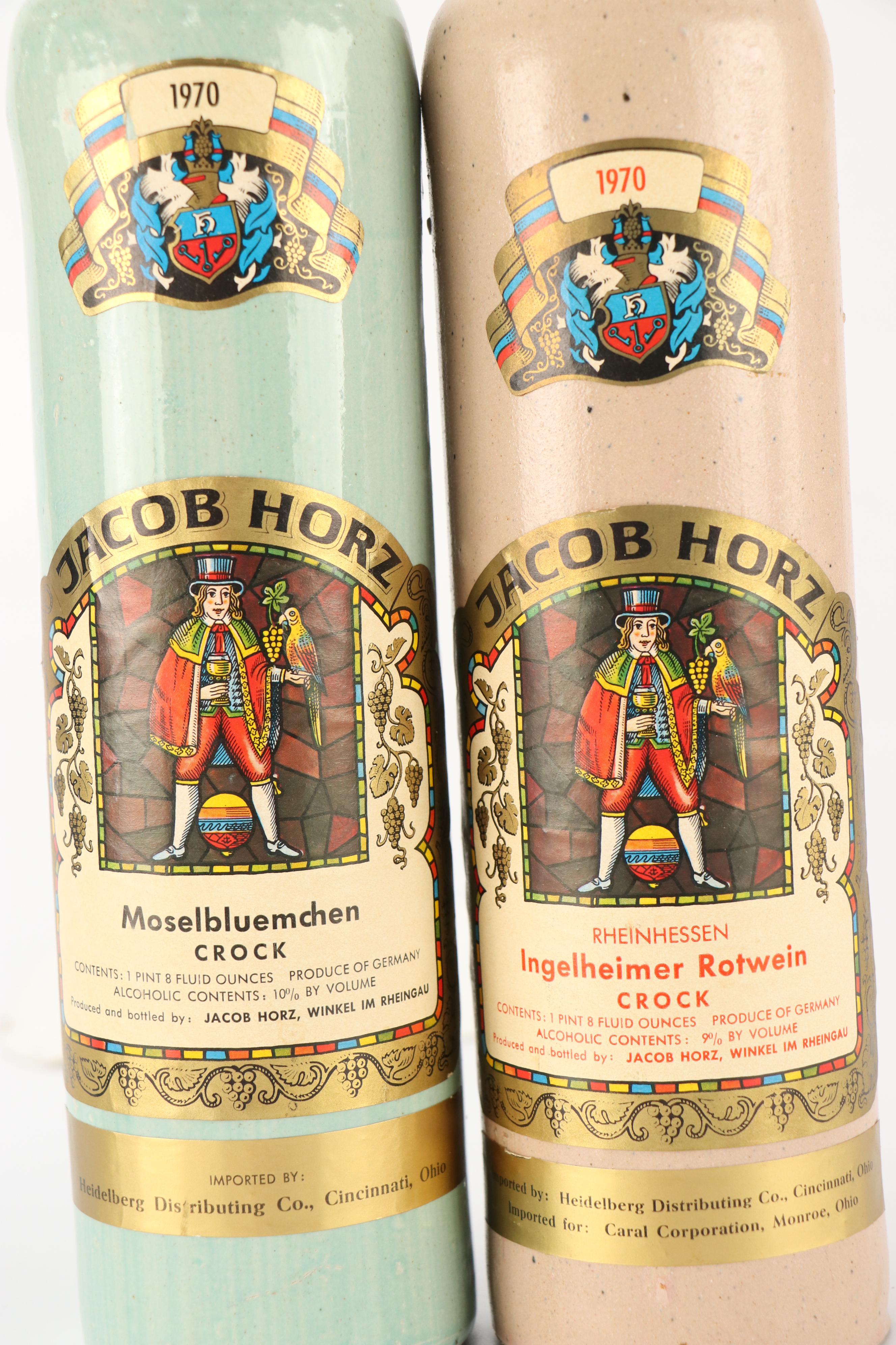 Jacob Horz and Beameister Stoneware Wine Crock Bottles