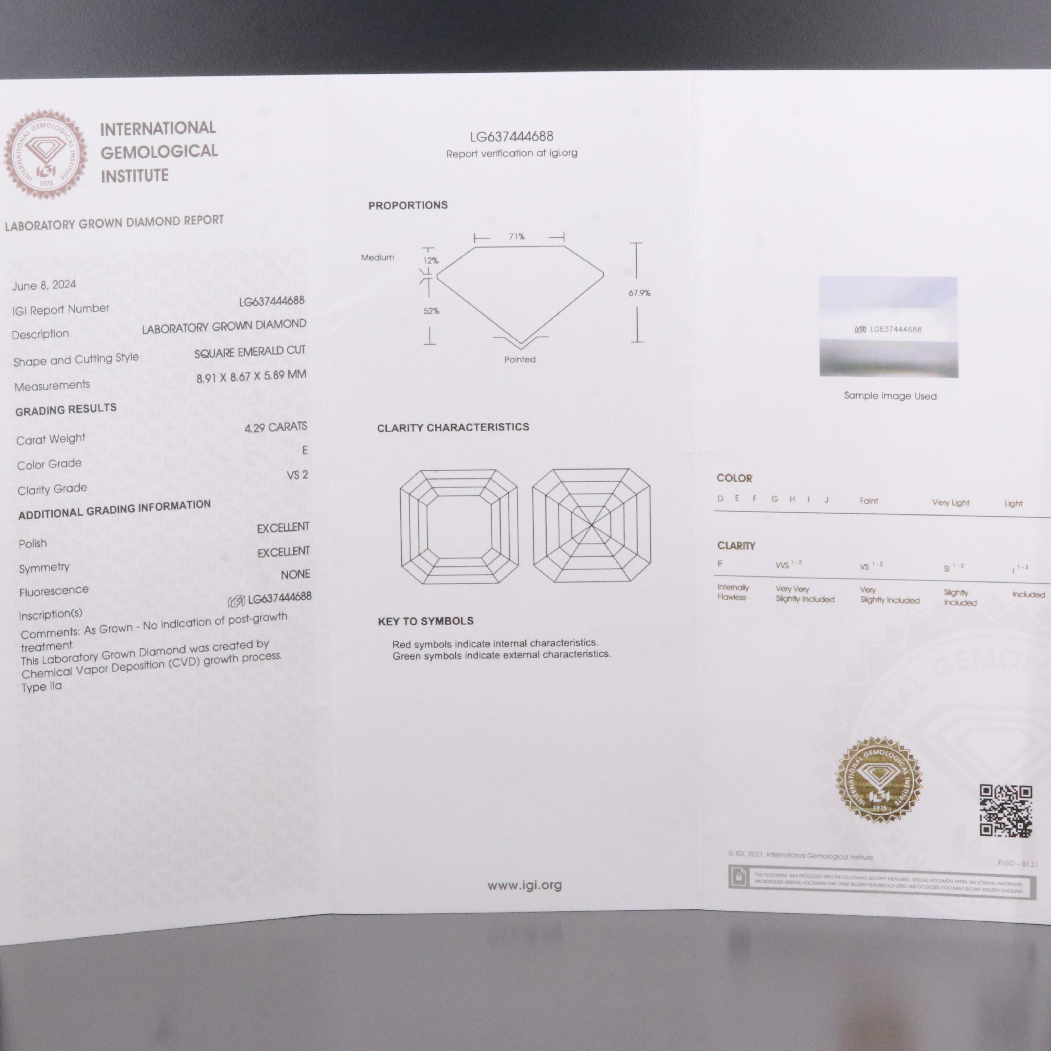 Platinum 4.77 CTW Lab Grown Diamond Ring with IGI Report