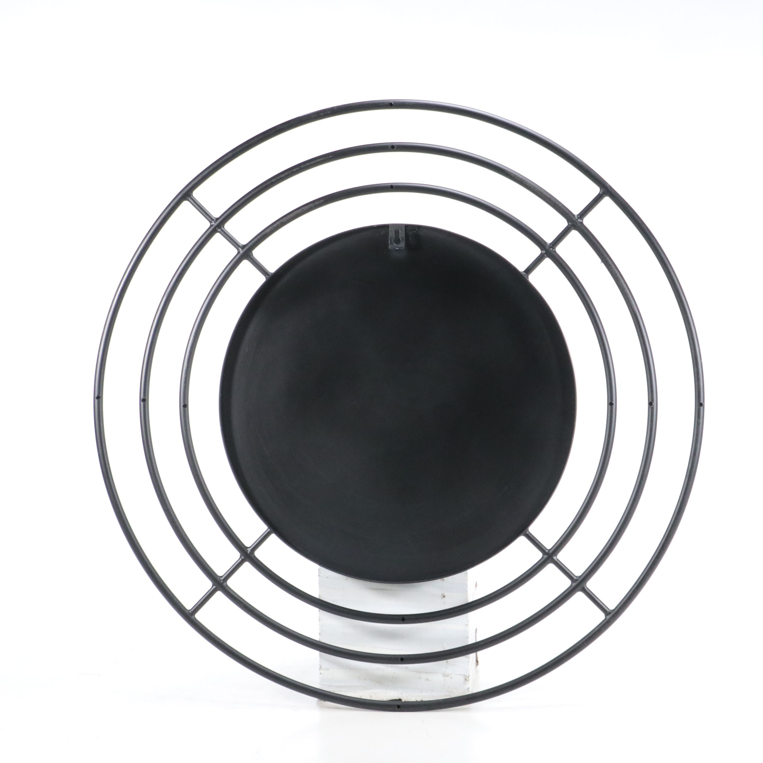 Modernist Style Matte Black Metal Framed Round Vanity Mirror